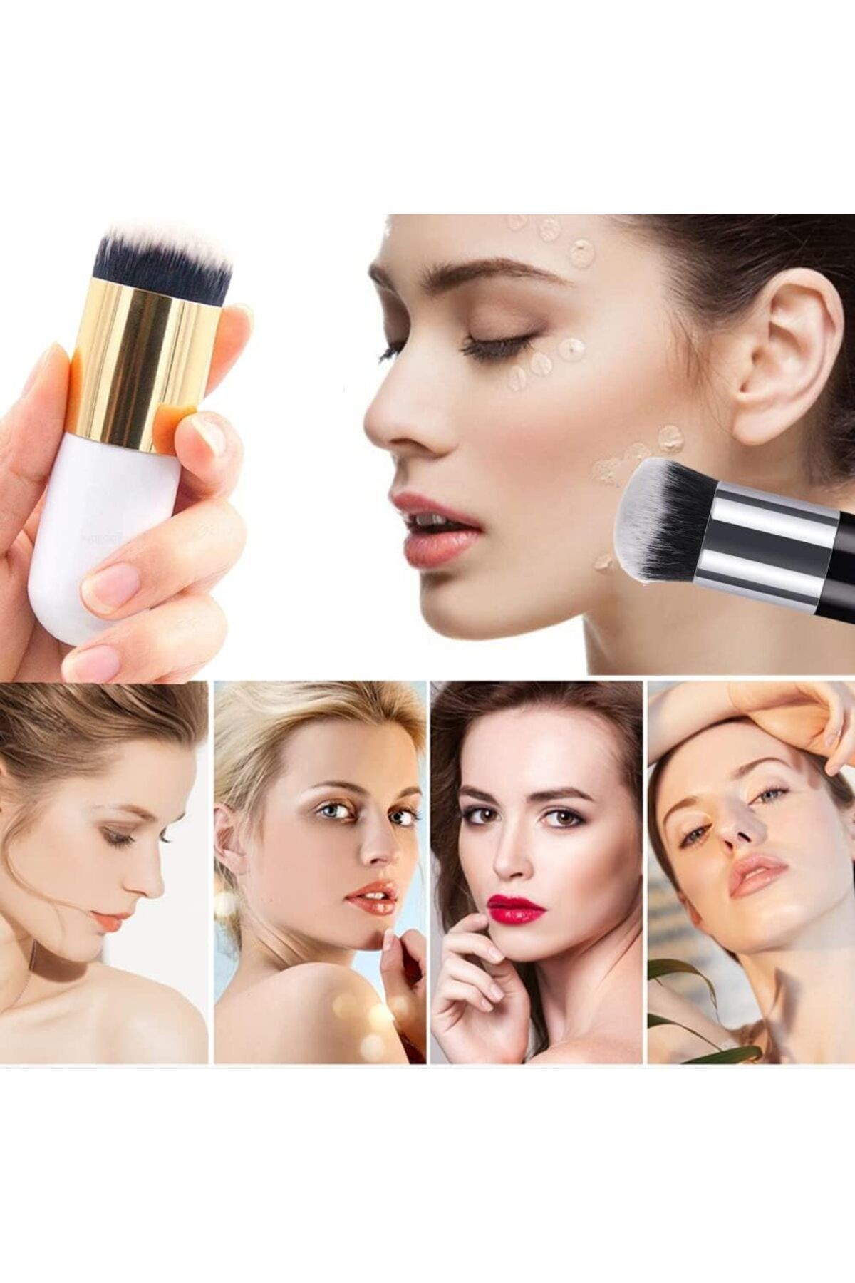 Professional Make-up Luxury Kabuki Fondöten Ve Allık Makyaj Fırçası RS