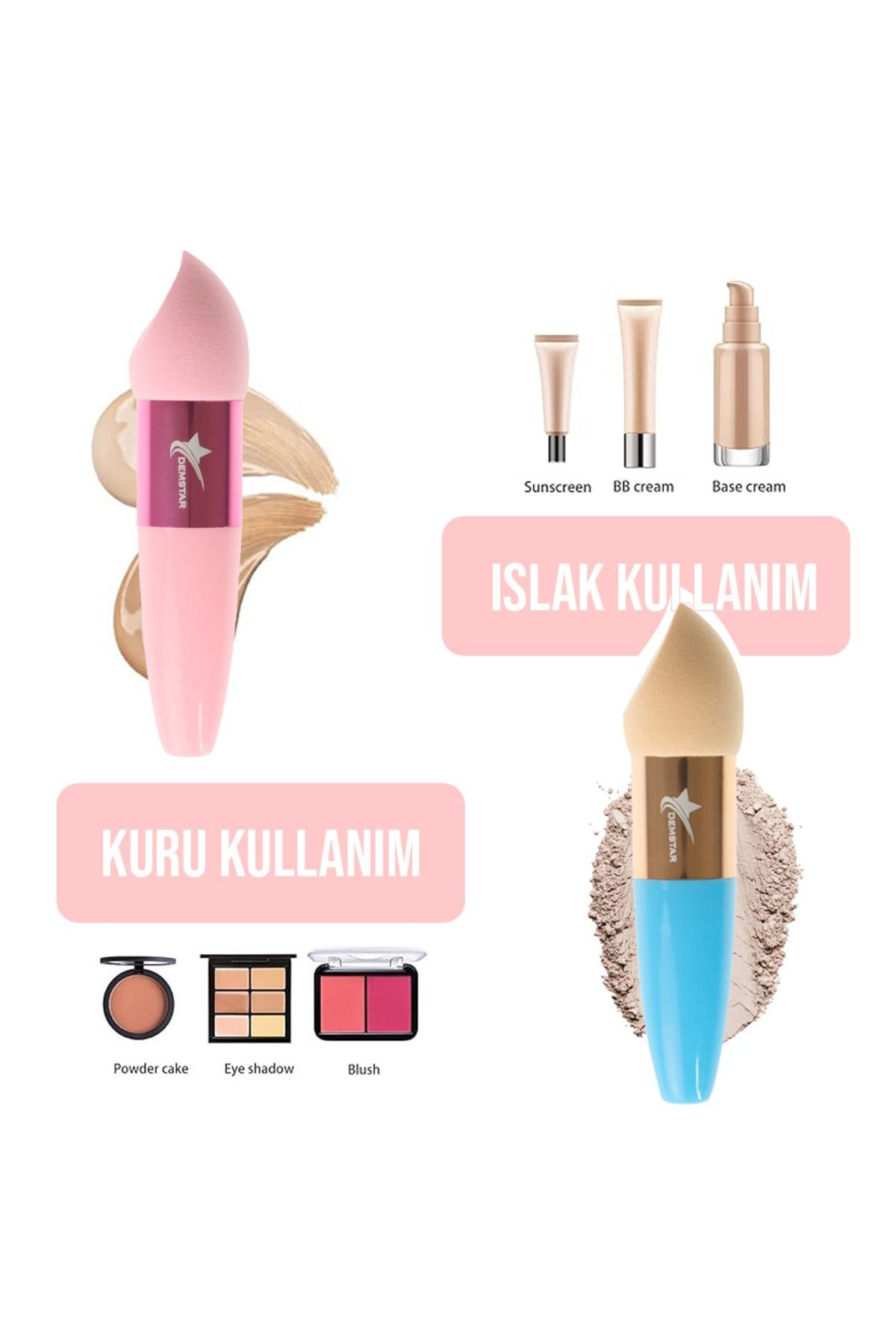 Professional Makeup Sponge 2'Li Makyaj Aplikatör Sünger Seti