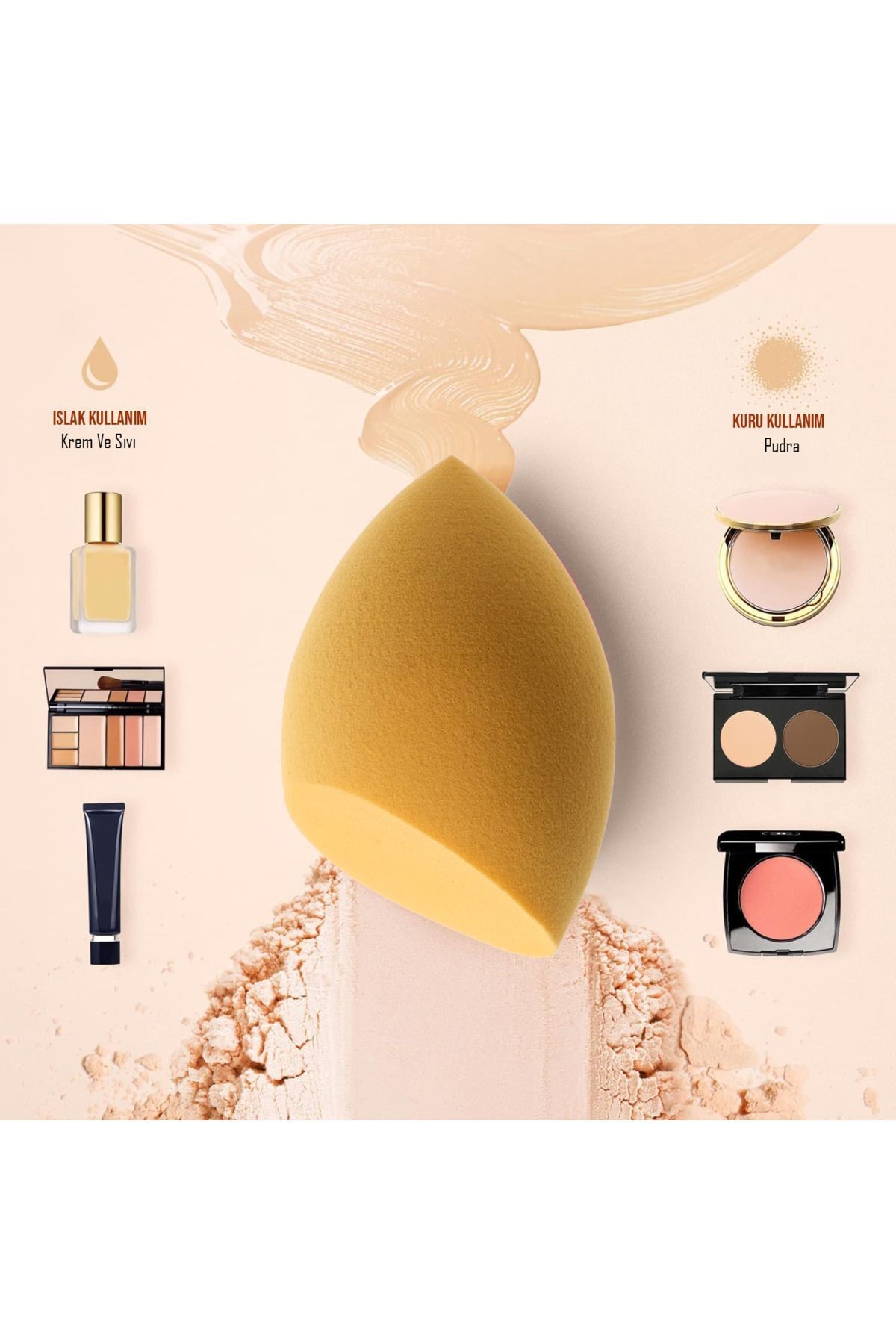 Professional Makeup Sponge Makyaj Süngeri Sarı