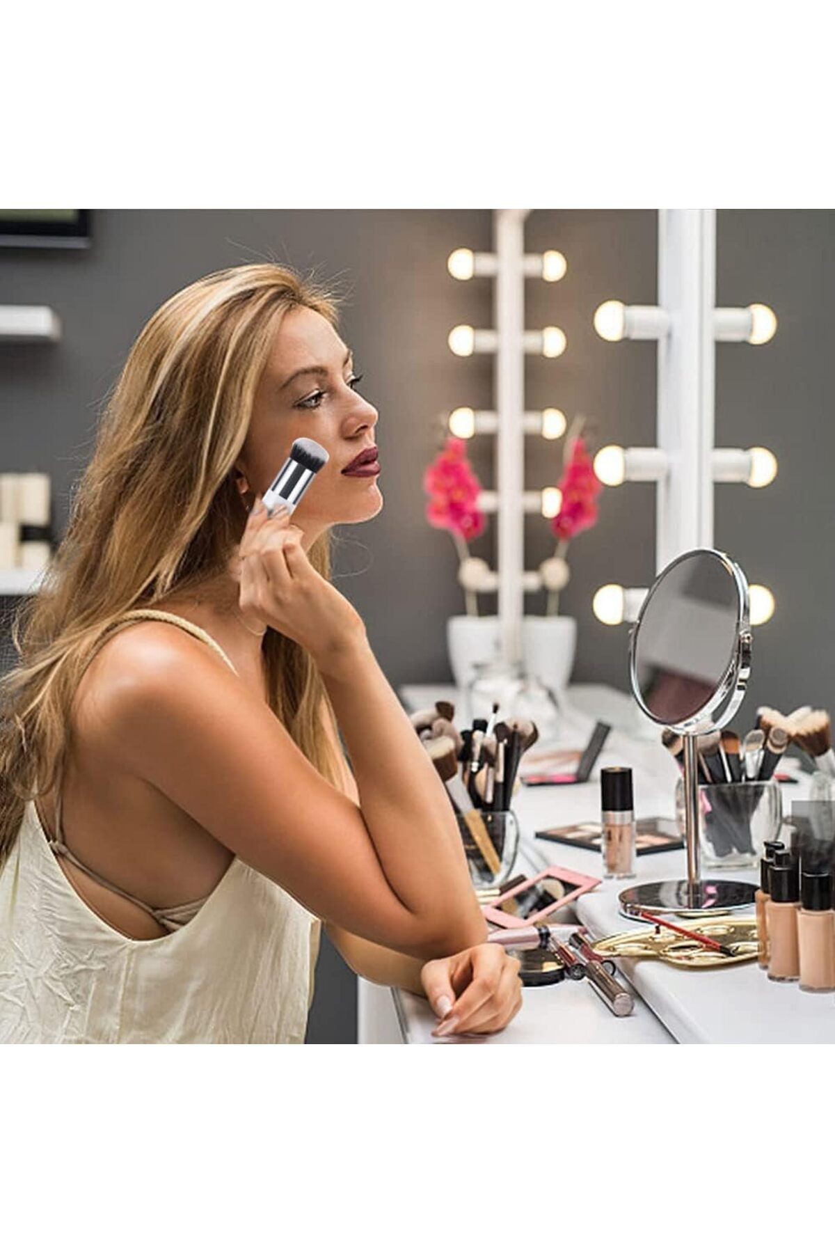 Professional Make-up Luxury Kabuki Fondöten Ve Allık Makyaj Fırçası RS