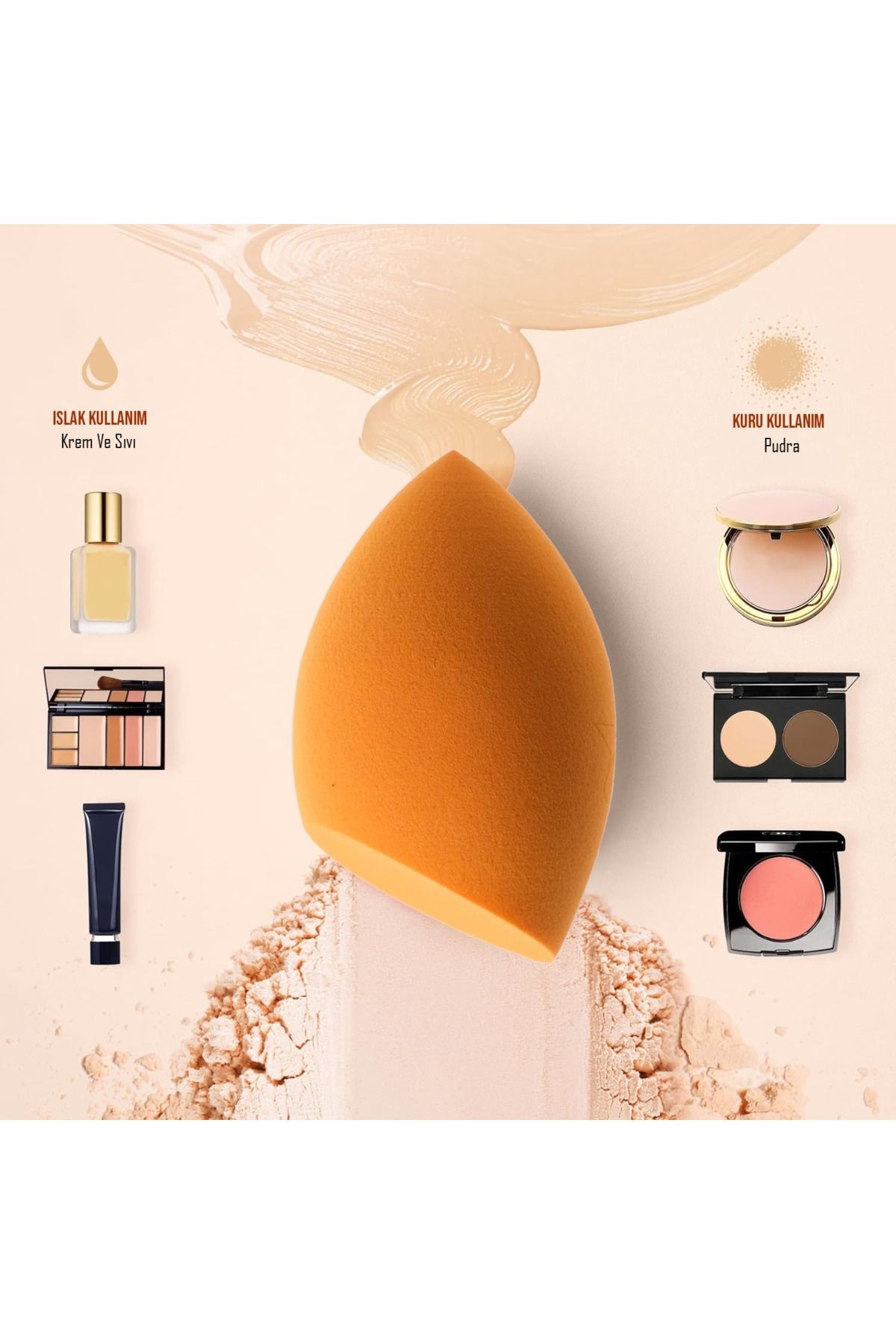 Professional Makeup Sponge 4'lü Makyaj Süngeri Seti (2 Sarı-2 Turuncu)