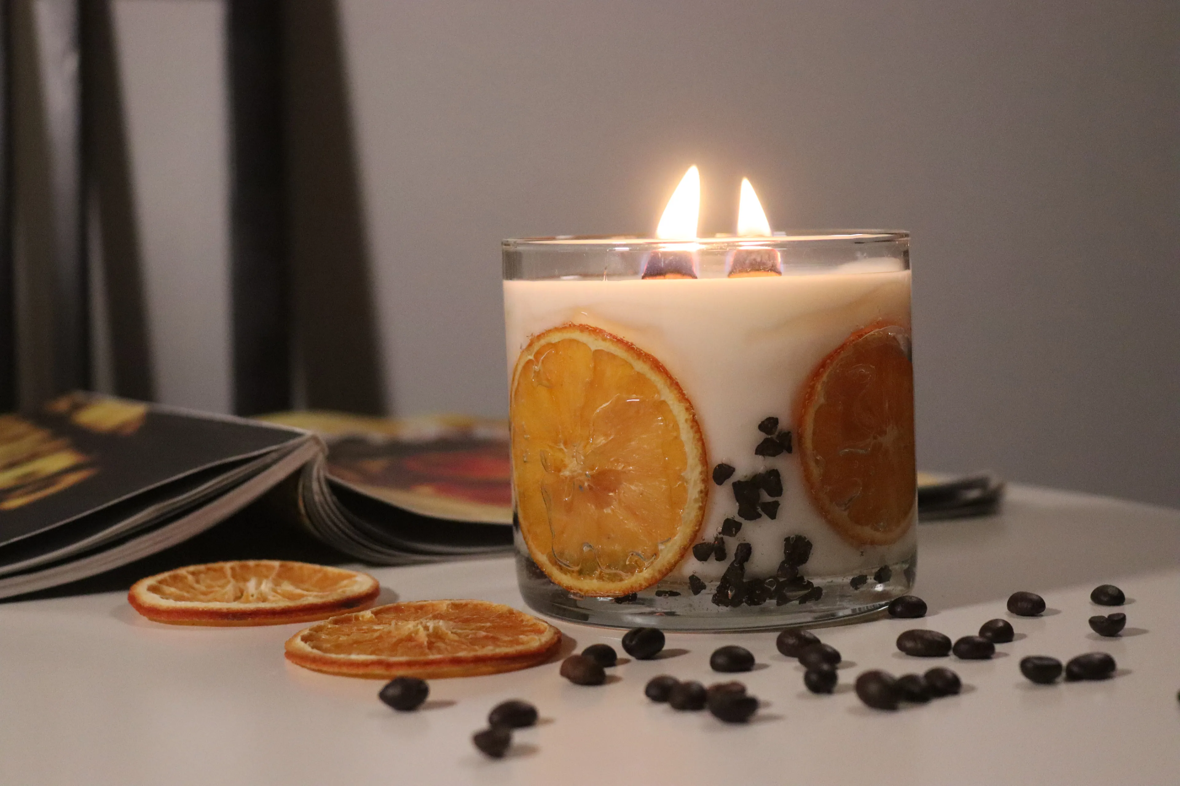 Citrus Crystal – Kırık Cam Detaylı Premium El Yapımı Soya Wax Mum