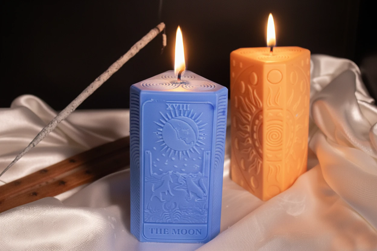 The Sun & The Moon – Tarot Sanatsal Mum Seti (İki Parça)