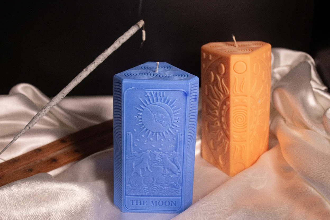 The Sun & The Moon – Tarot Sanatsal Mum Seti (İki Parça)