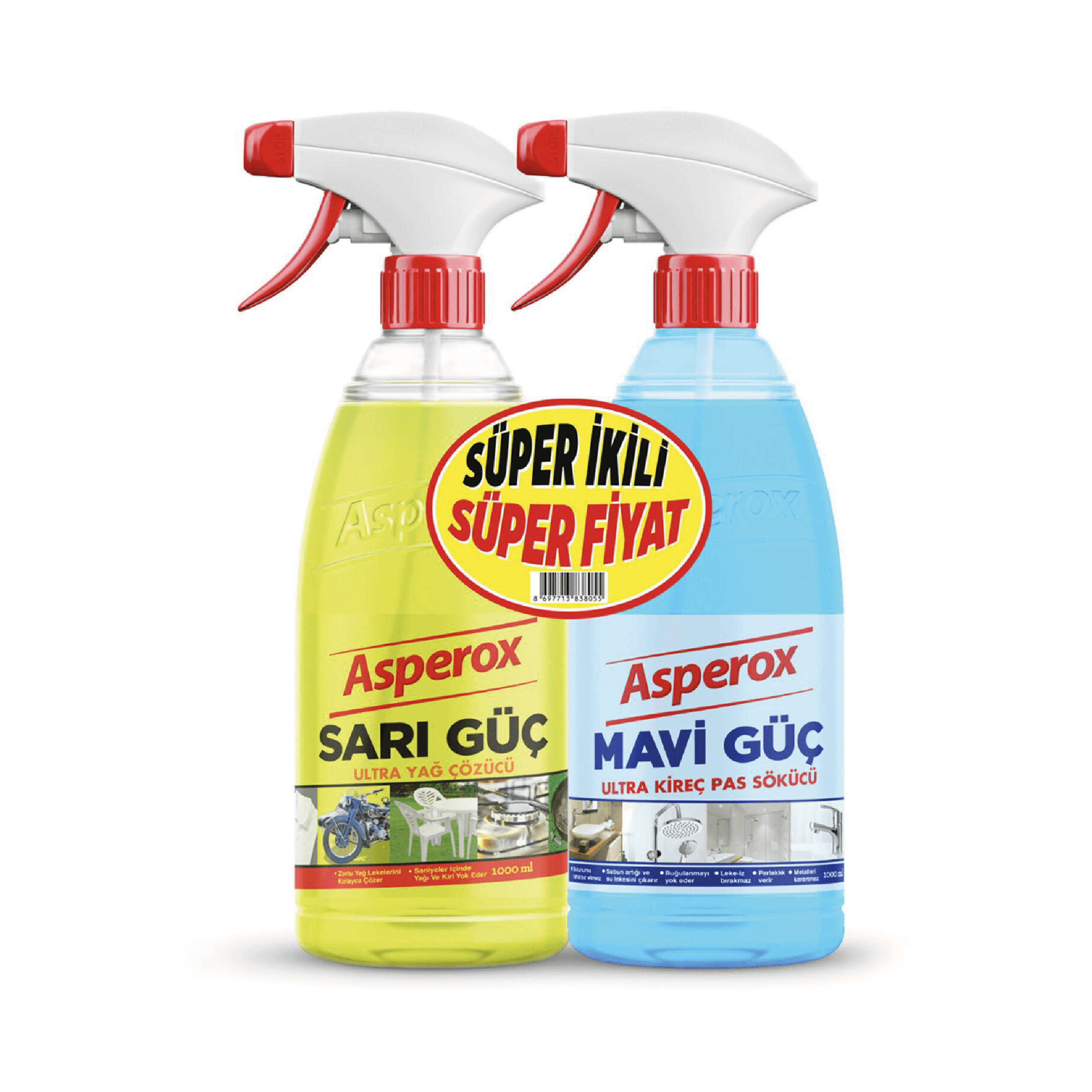 Asperox Sarı+Mavi Güç Sprey 1+1 lt