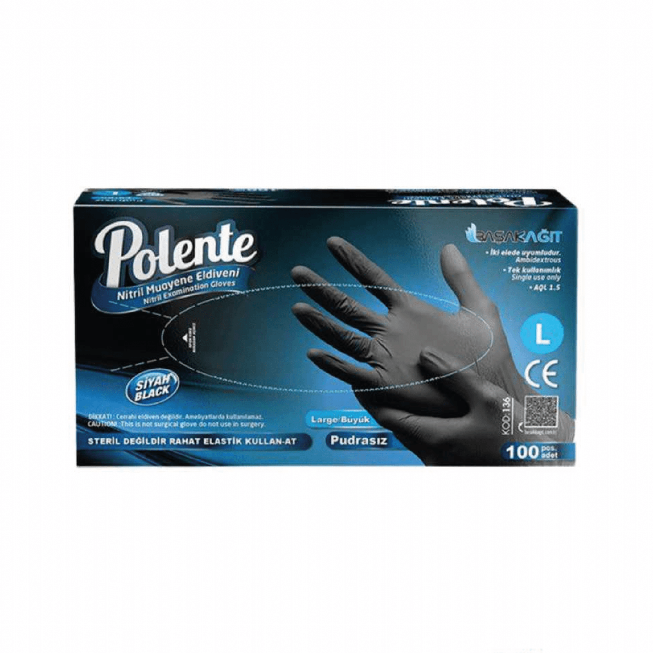 Polente Nitril Eldiven Siyah L