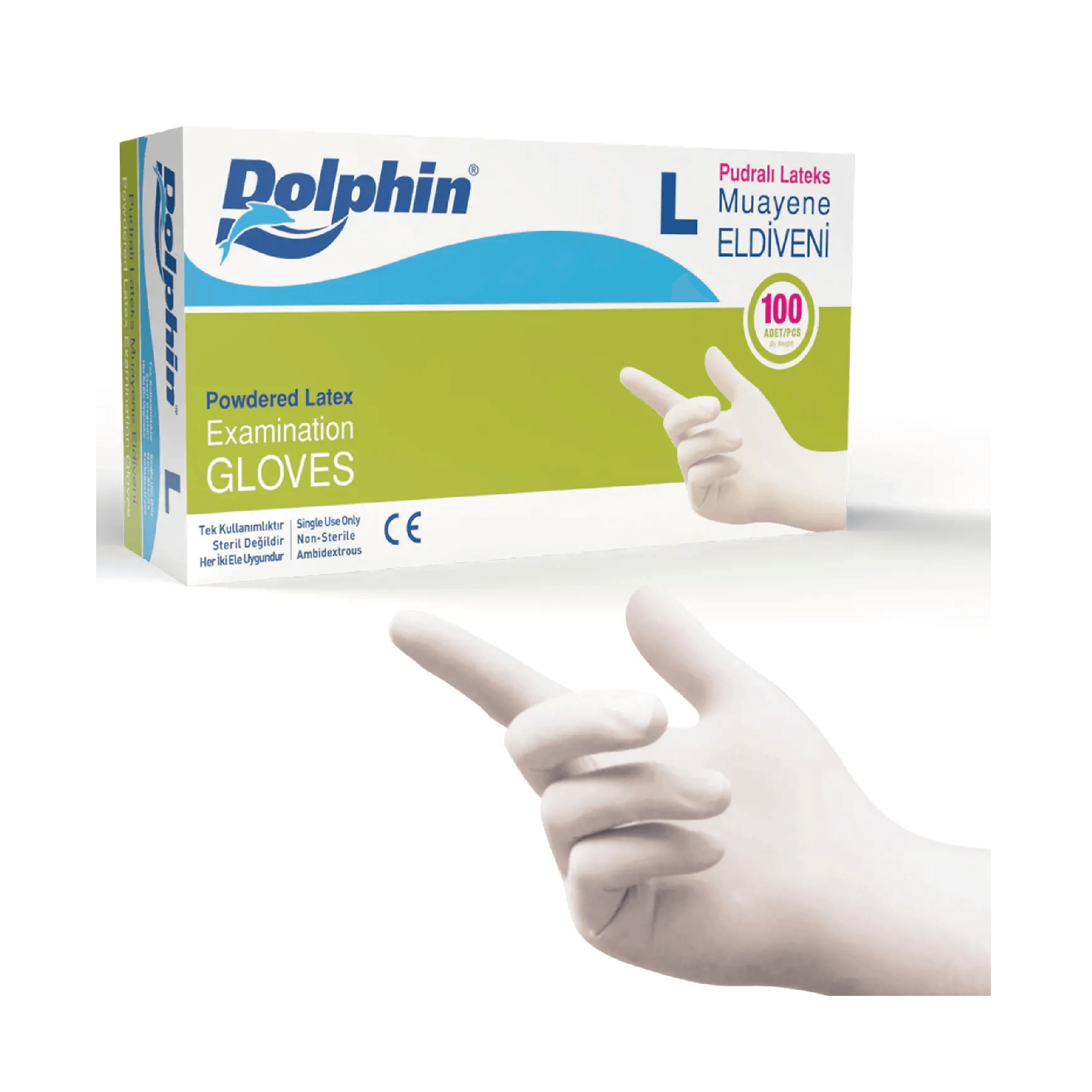 Dolphin Lateks Eldiven Pudralı L