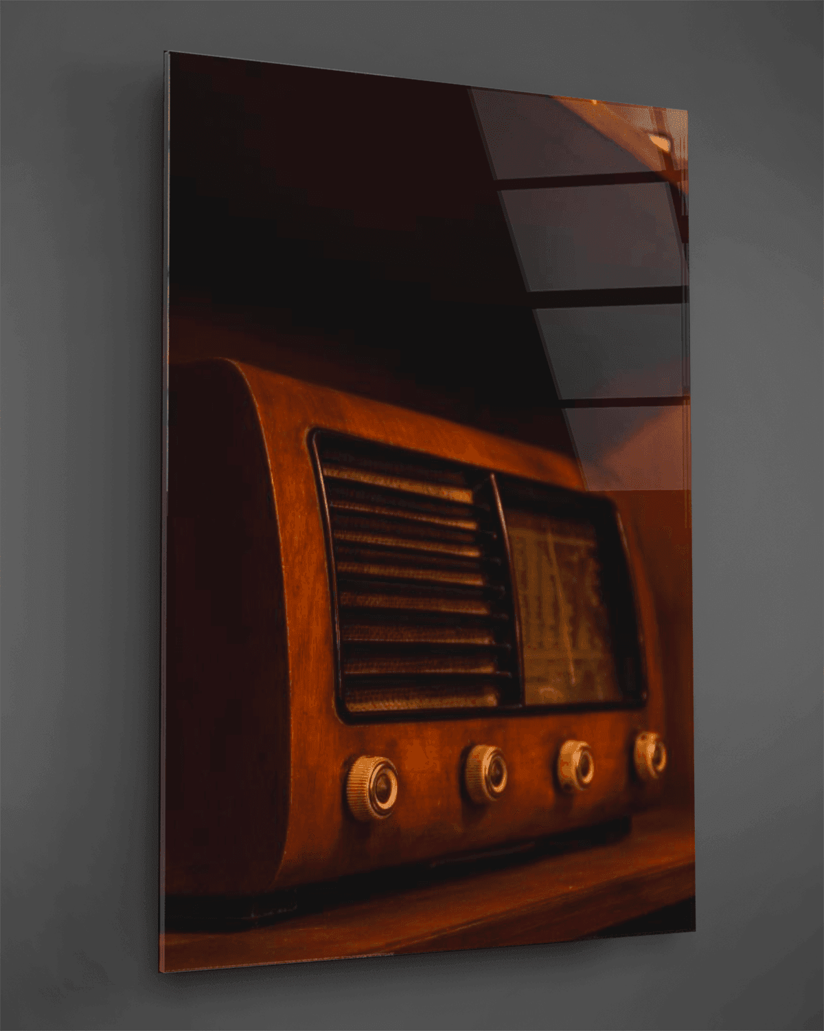 Vintage Radyo Dikey Cam Tablo