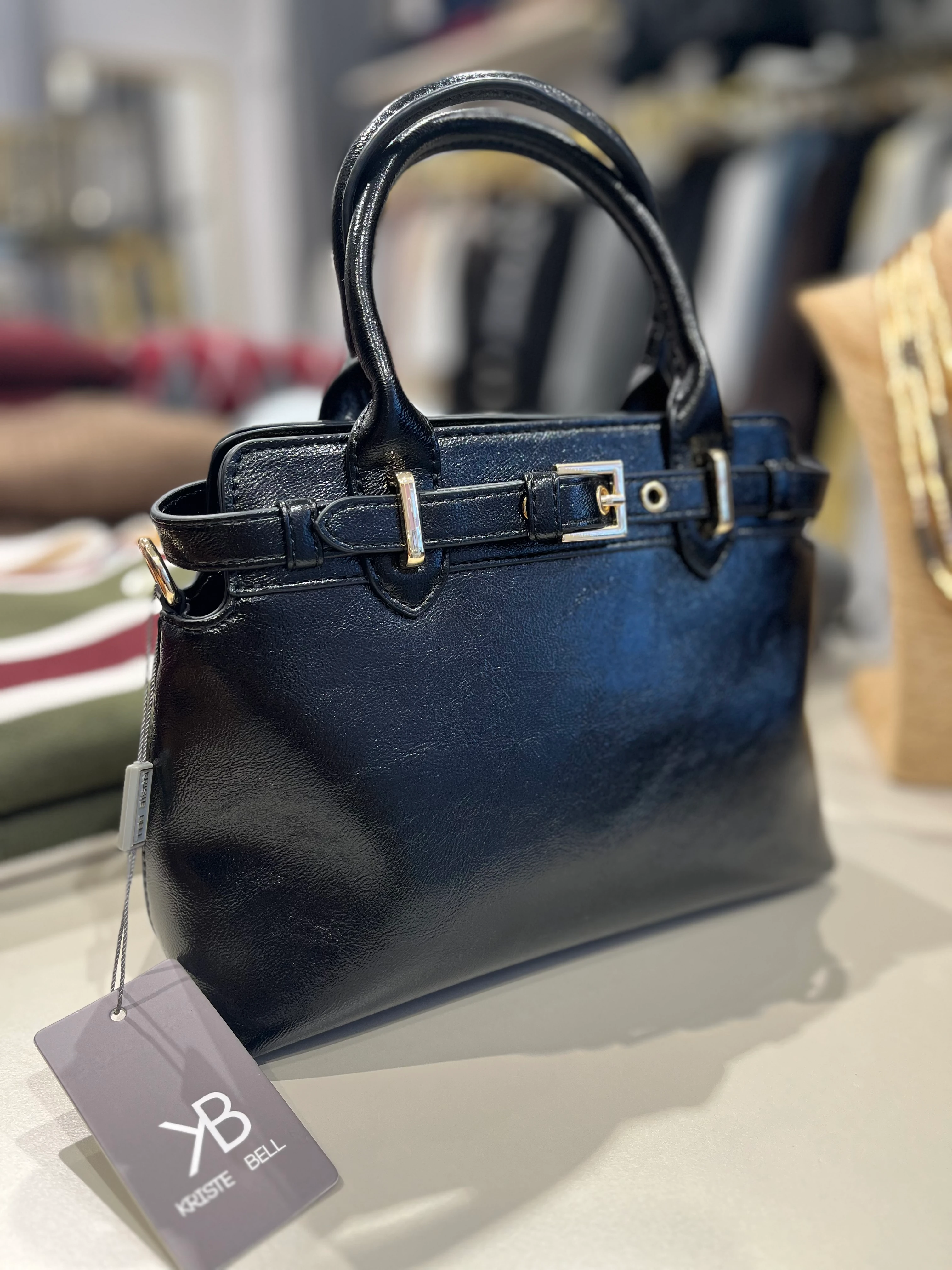 Kriste Bell Siyah Deri Çanta 