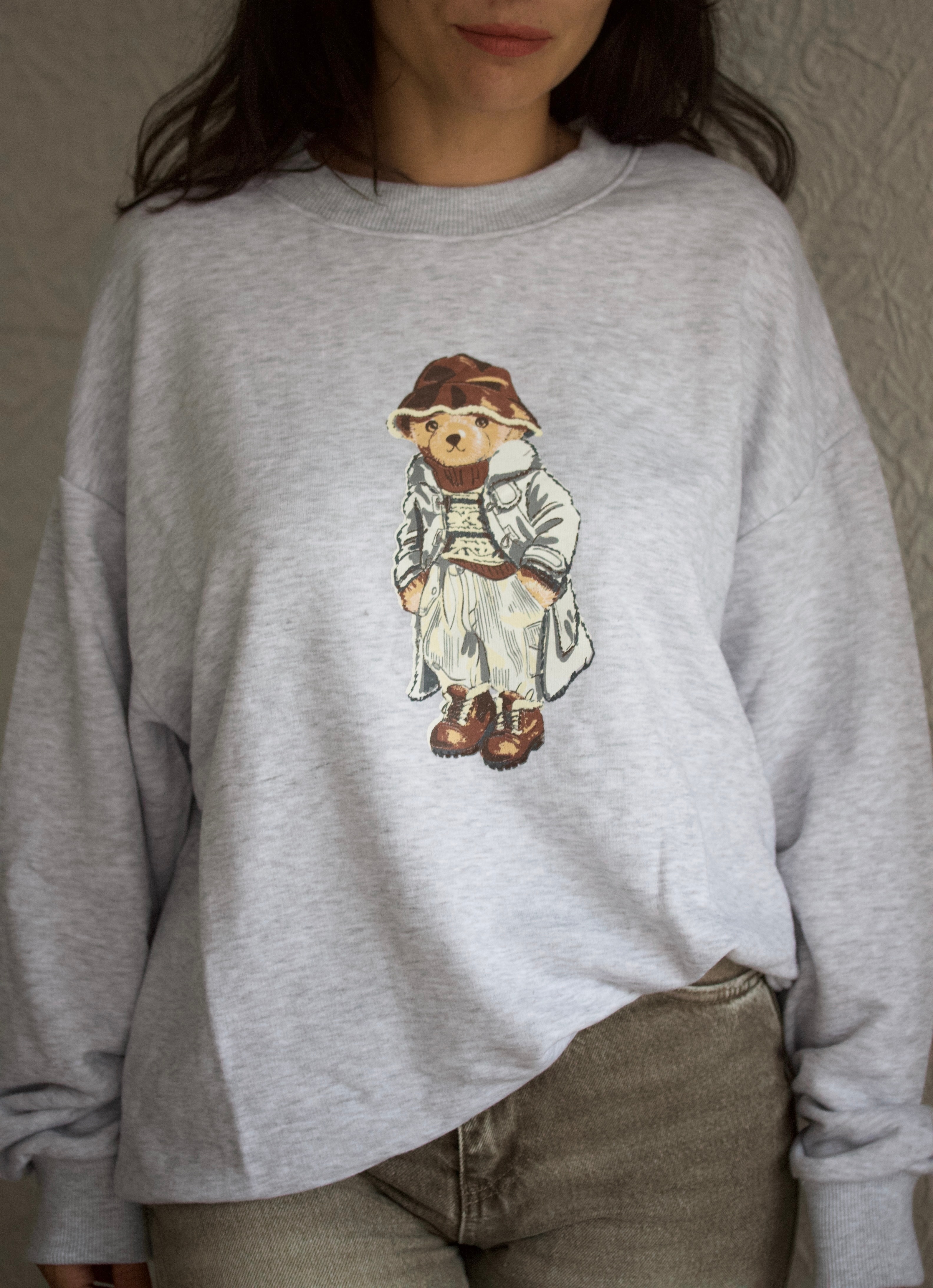 Baskılı Gri Sweatshirt 