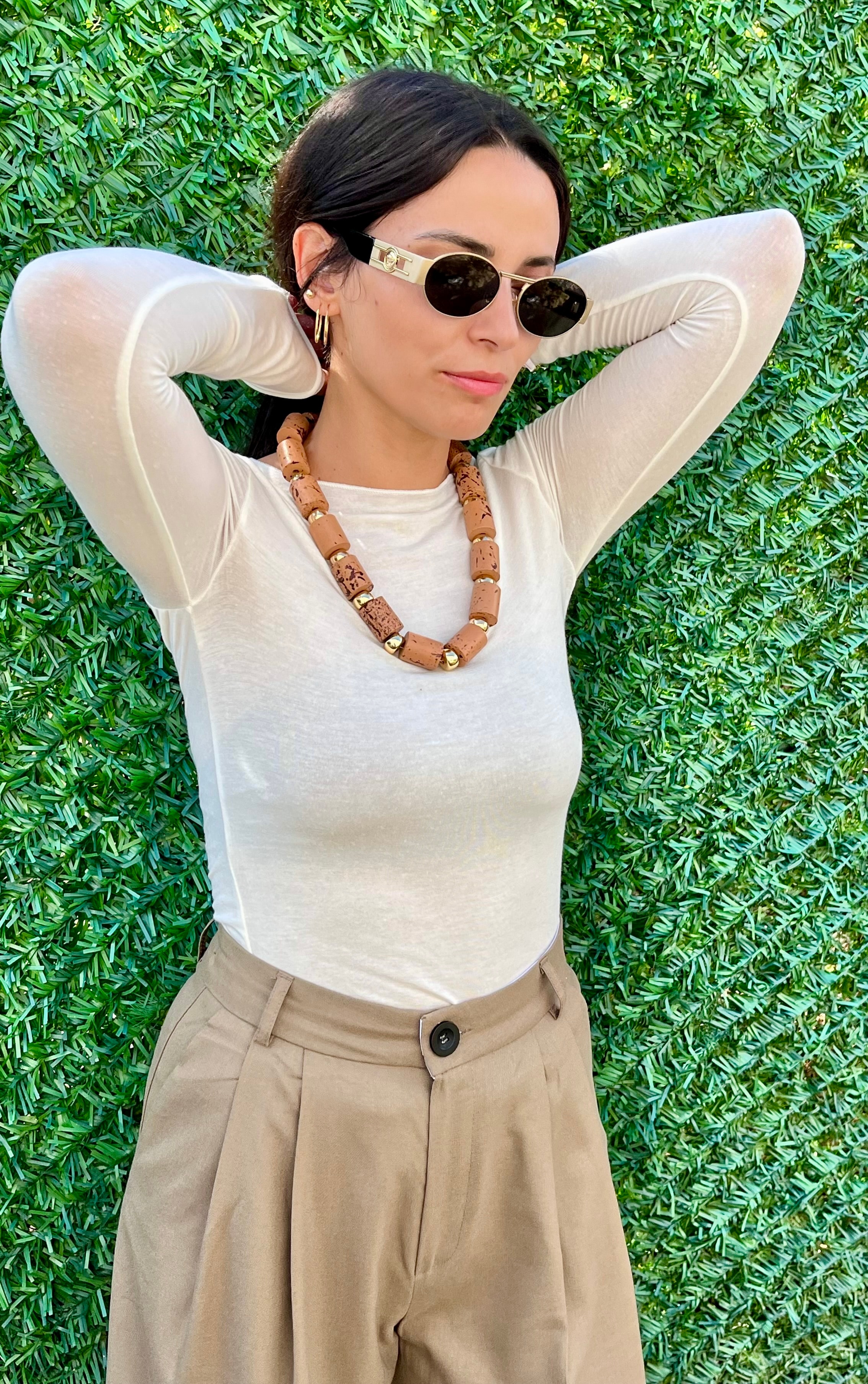 Ekru Kayık Yaka Modal Kaşmir Ultra Hafif Bluz 