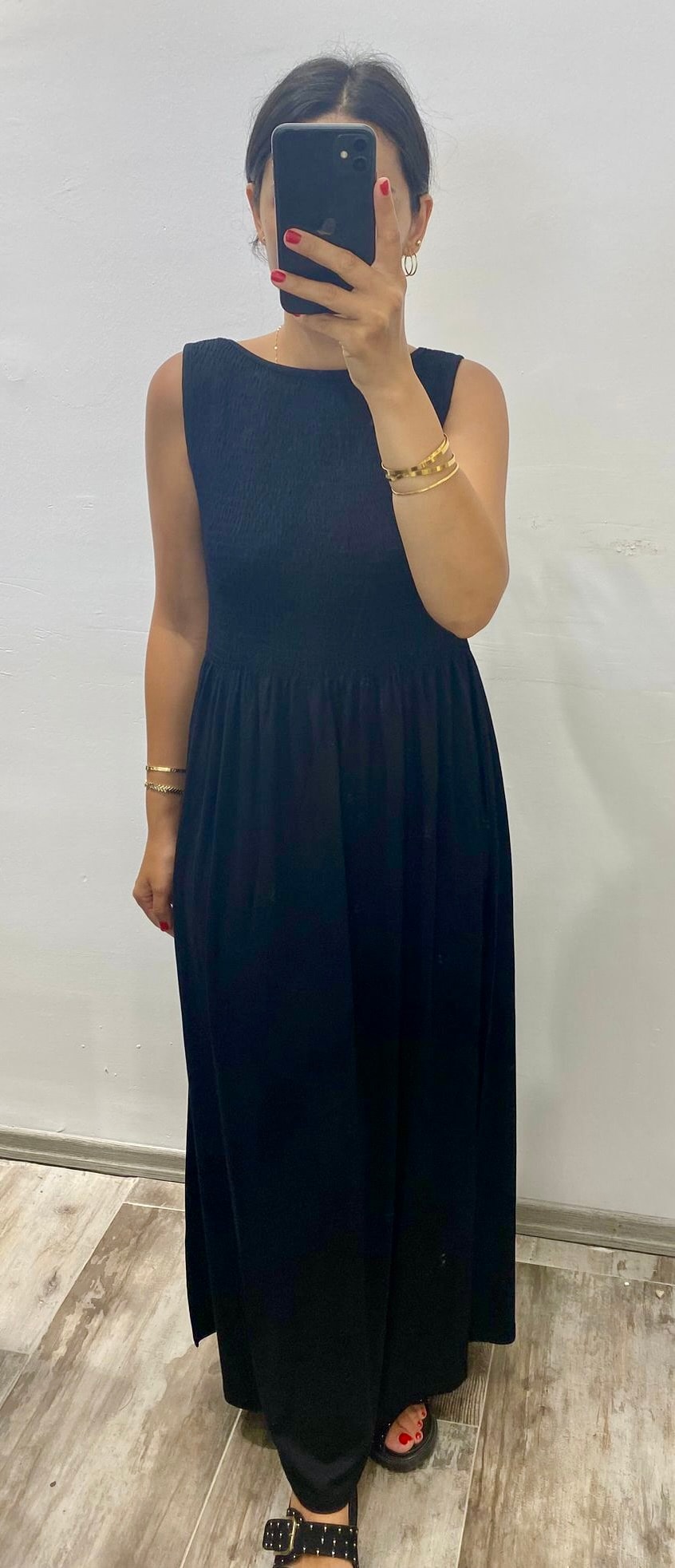 Siyah Gipeli Maxi Boy Elbise