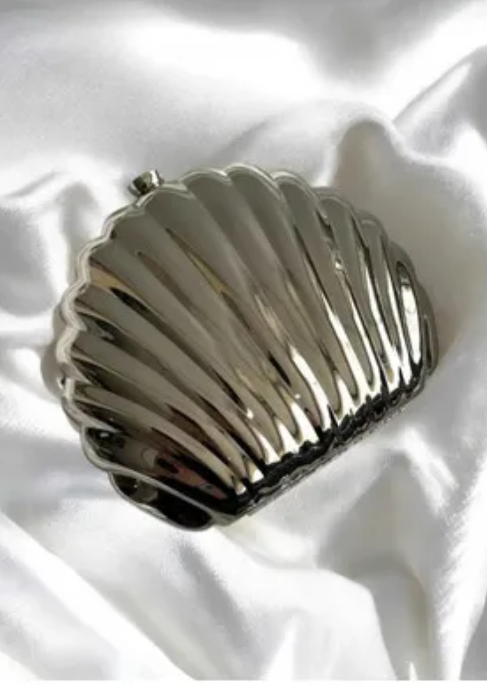 Gümüş Midye Clutch Çanta 