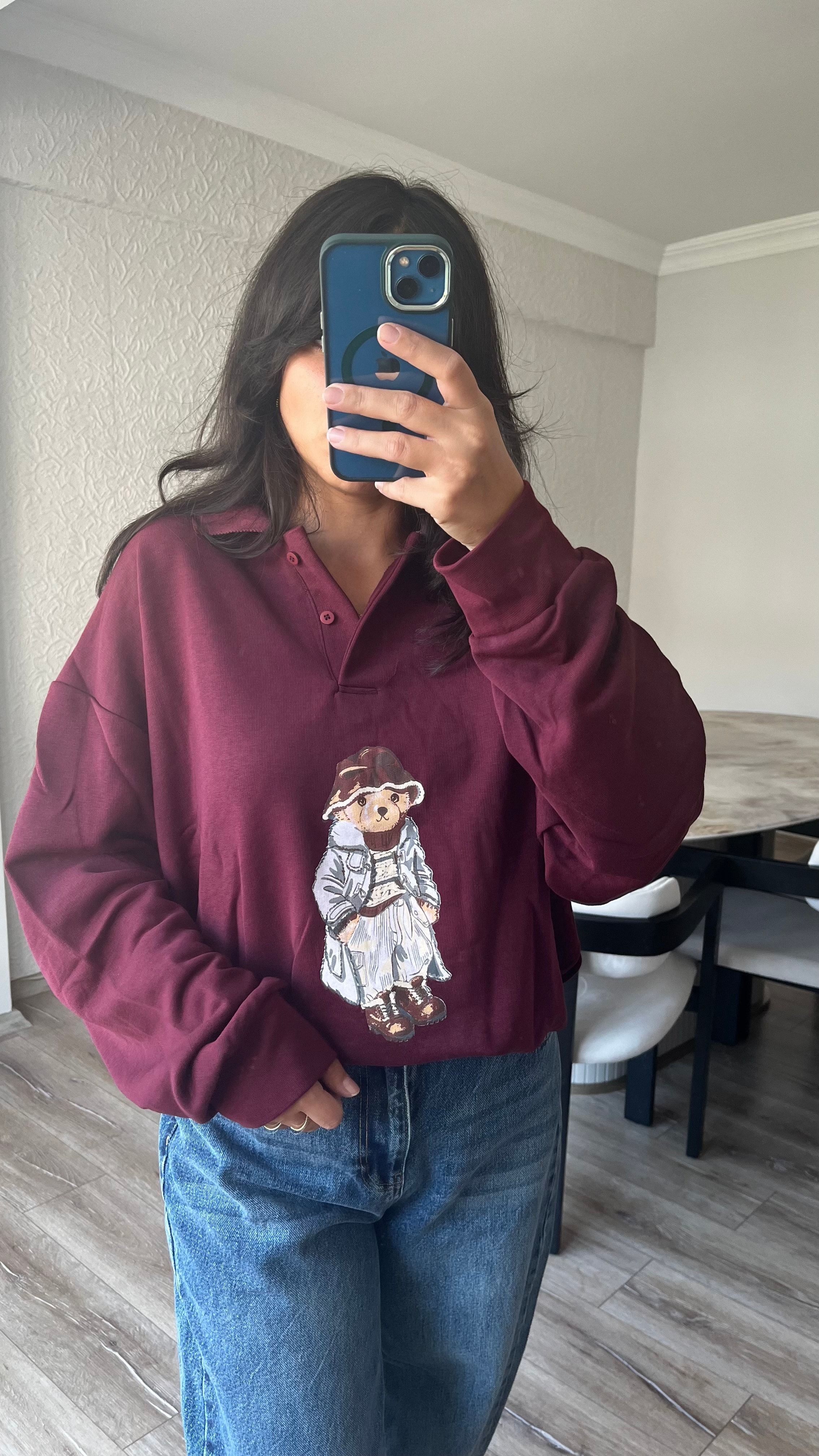 Polo Yaka Teddy Sweatshirt