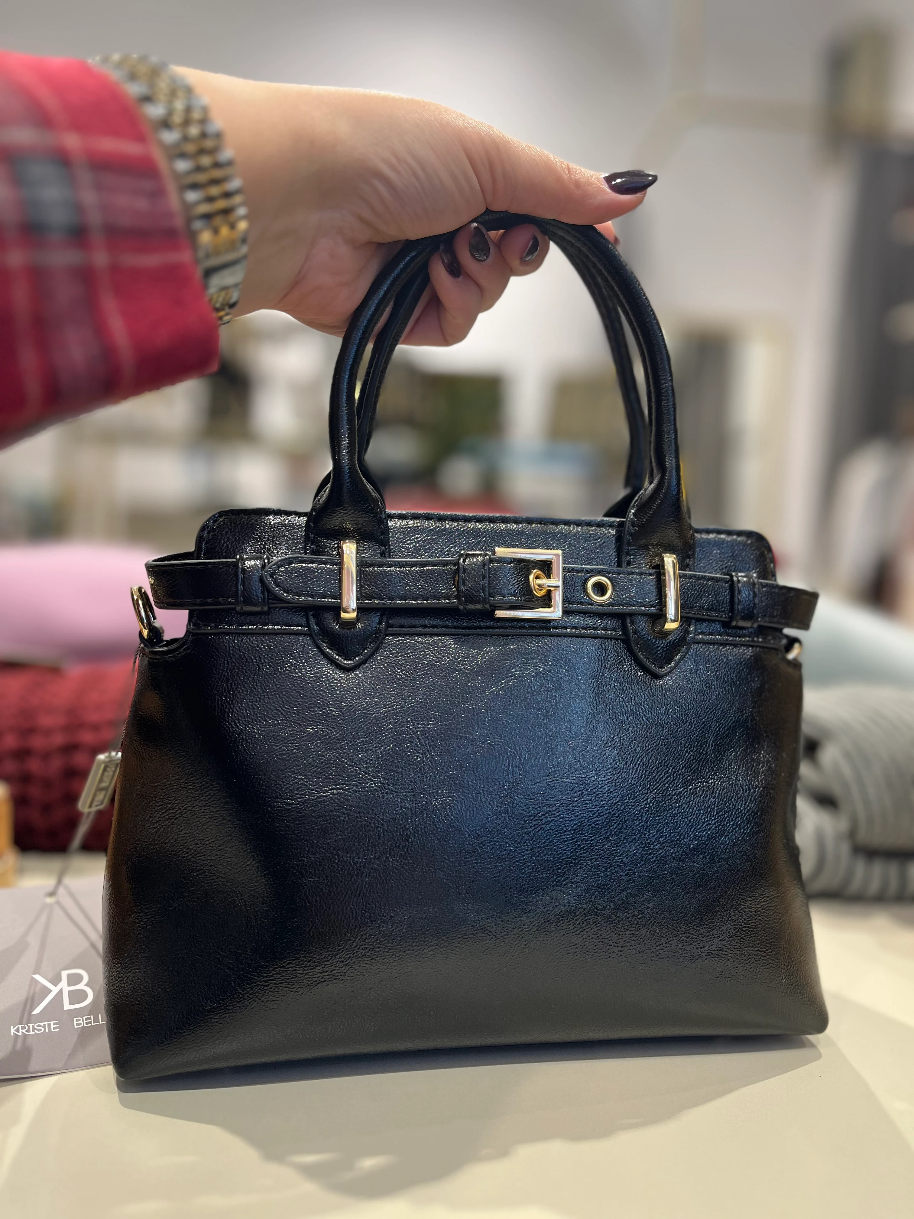 Kriste Bell Siyah Deri Çanta 