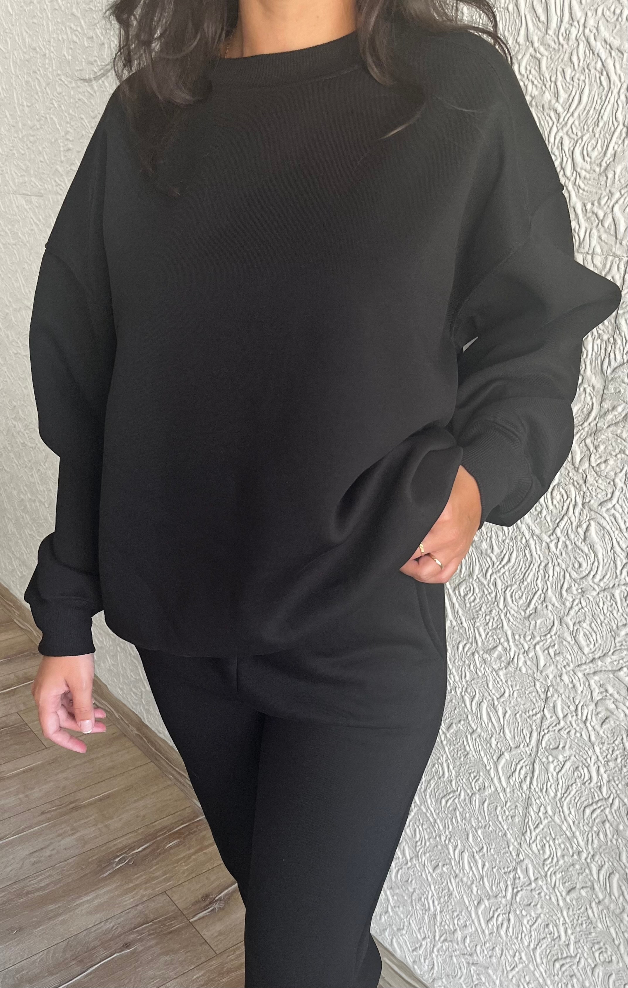 Siyah Şardonlu Sweatshirt