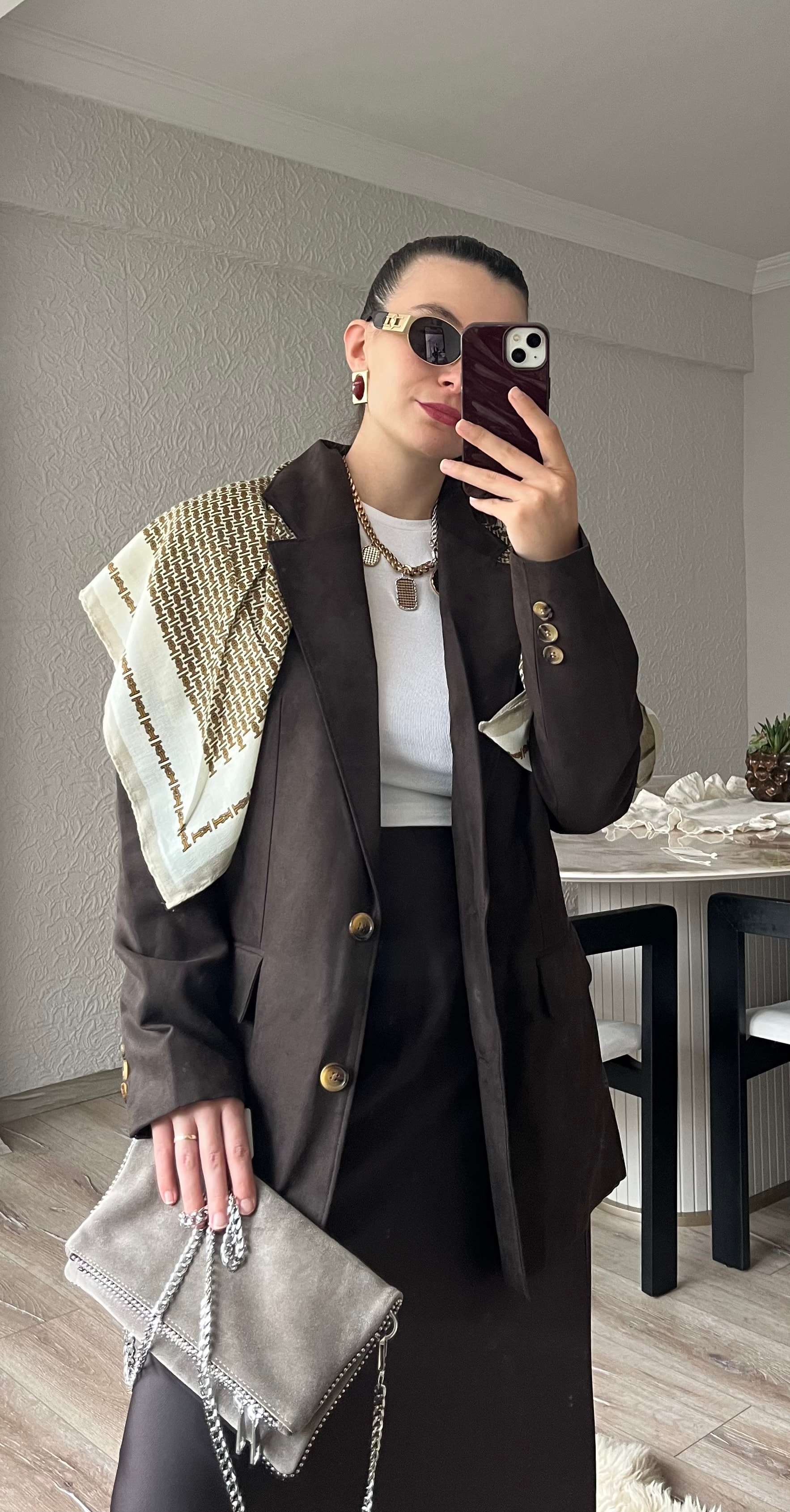 Kahve Süet Düğmeli Astarlı Ceket 