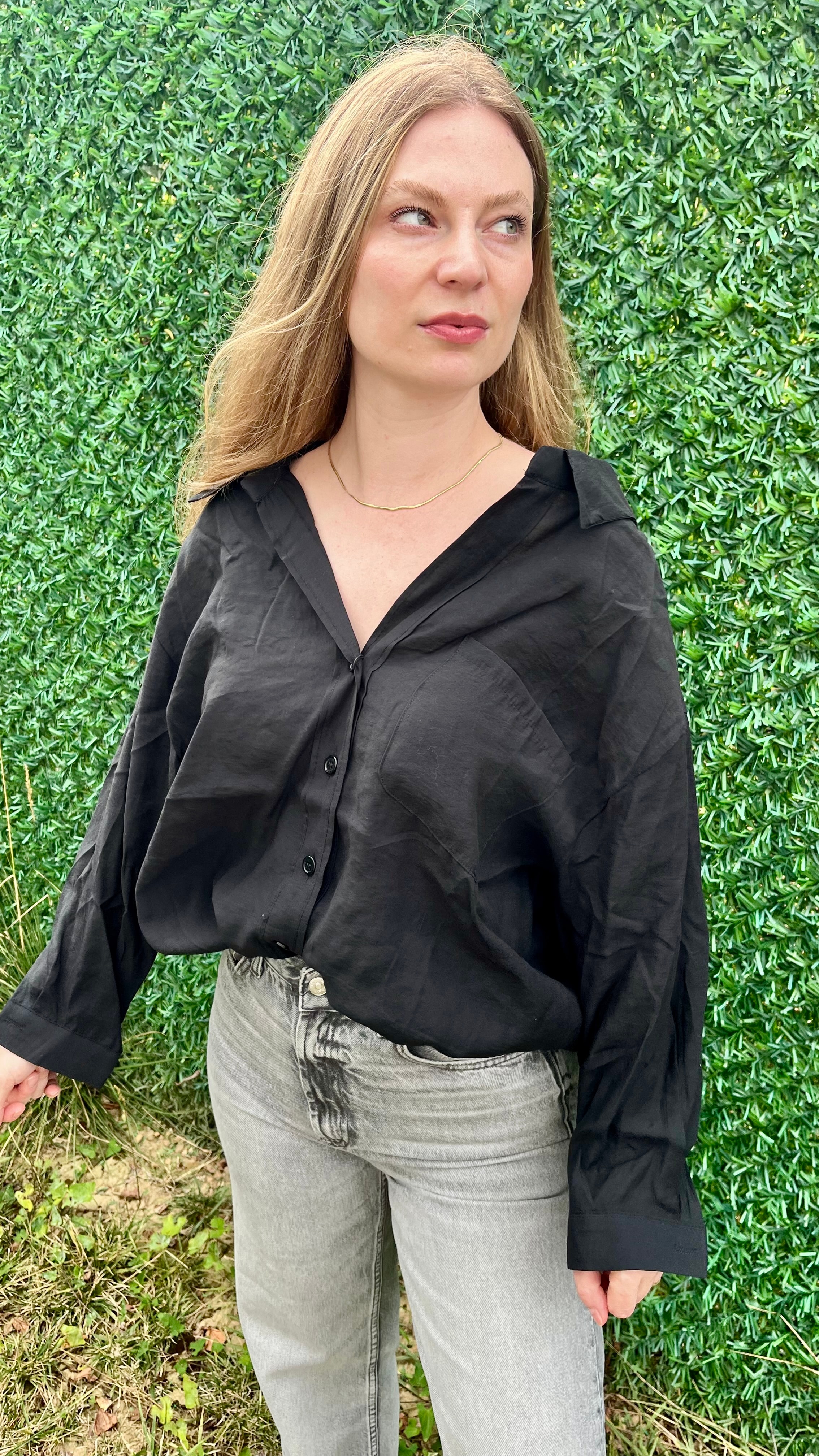 Siyah Oversize Gömlek 