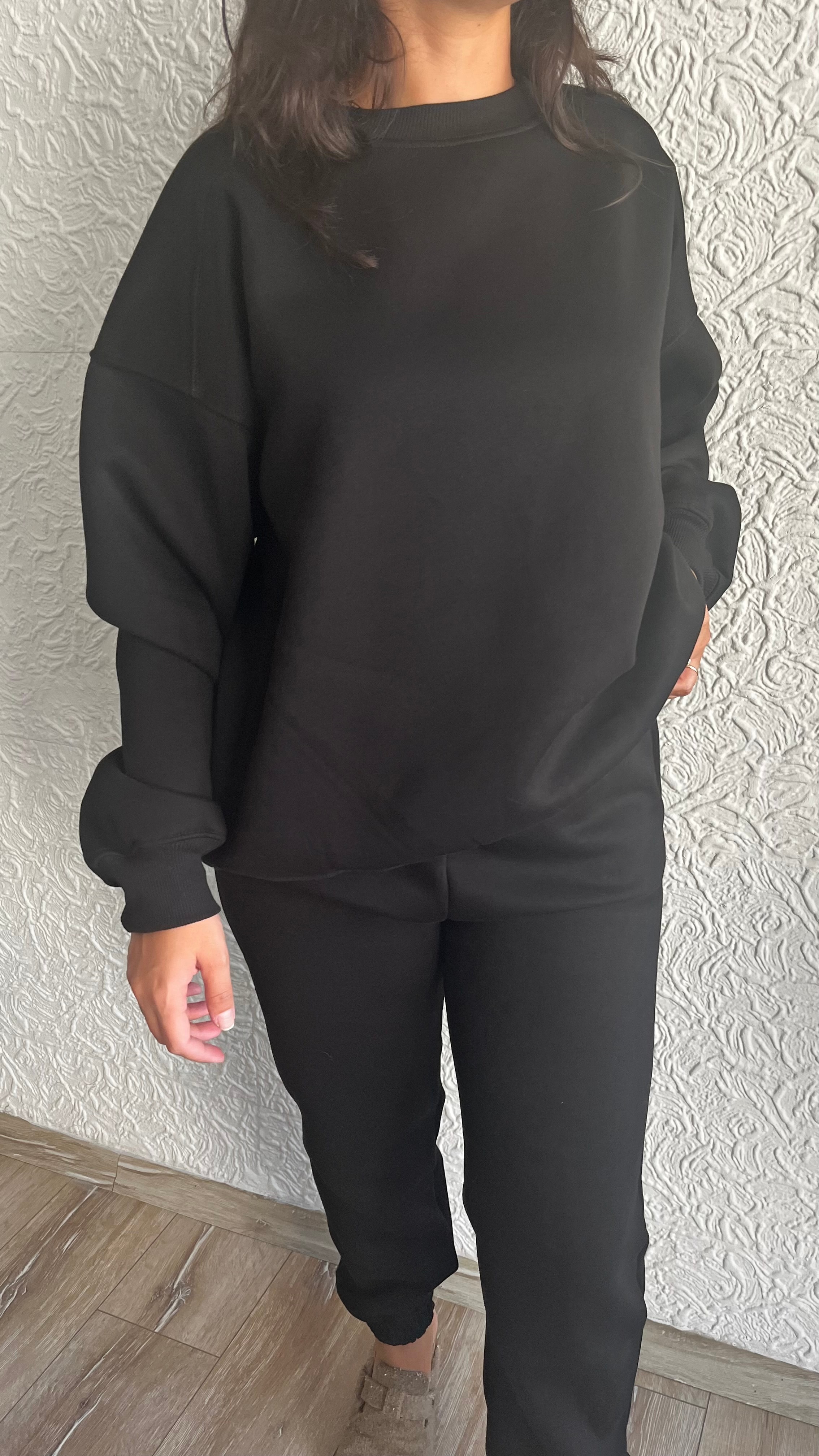 Siyah Şardonlu Sweatshirt