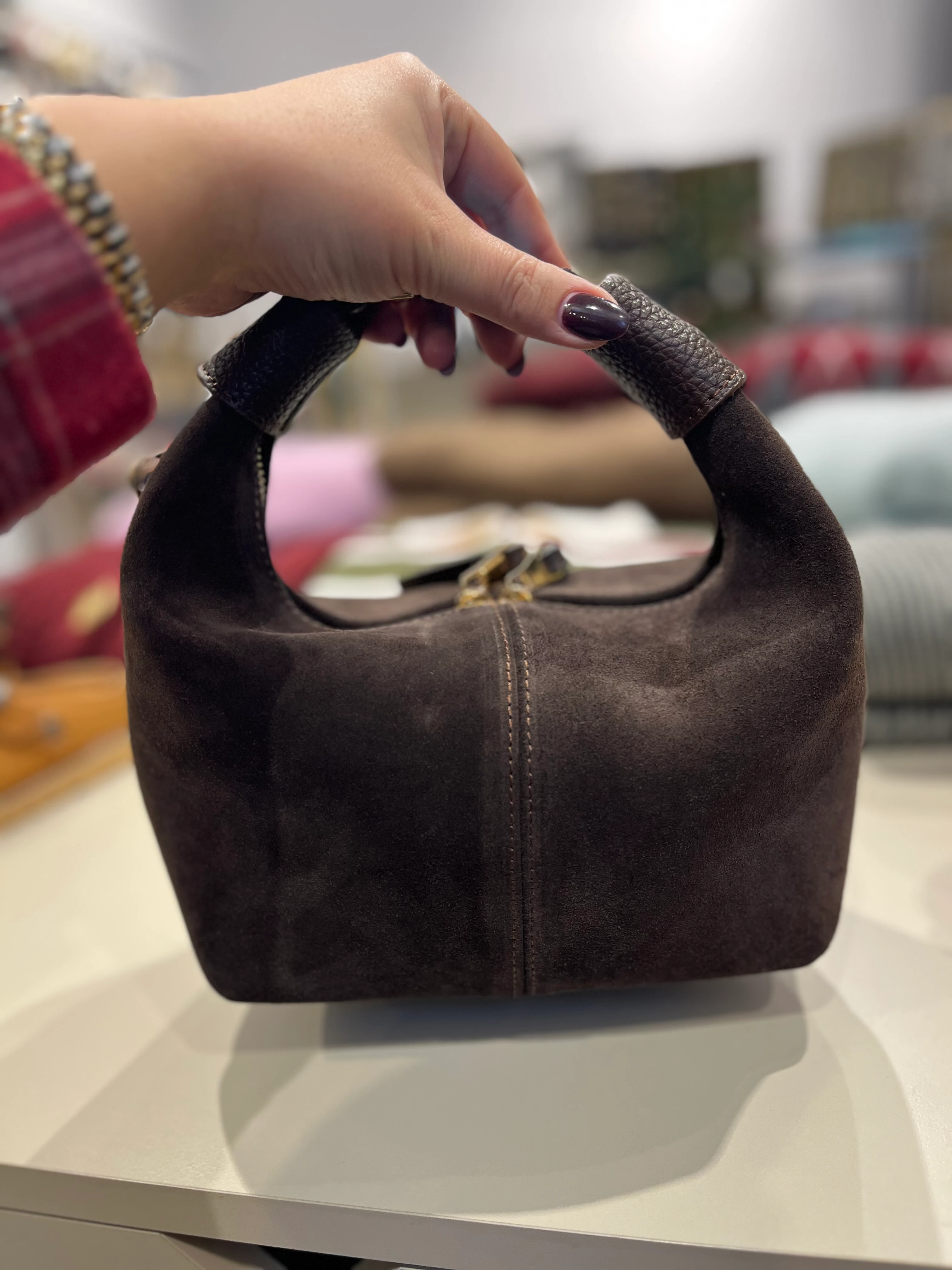 Acı Kahve Hakiki Süet Deri Çanta 