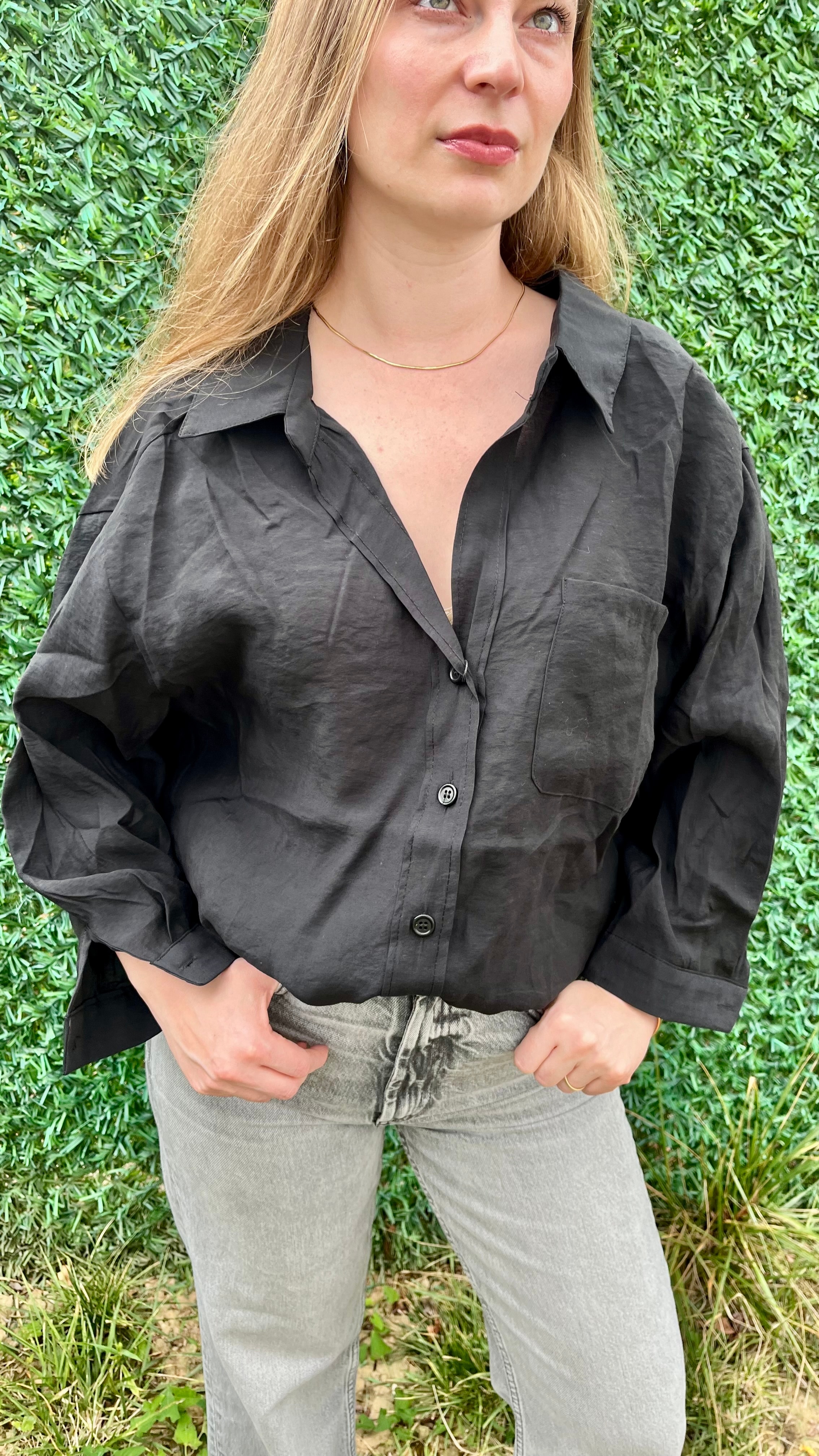Siyah Oversize Gömlek 