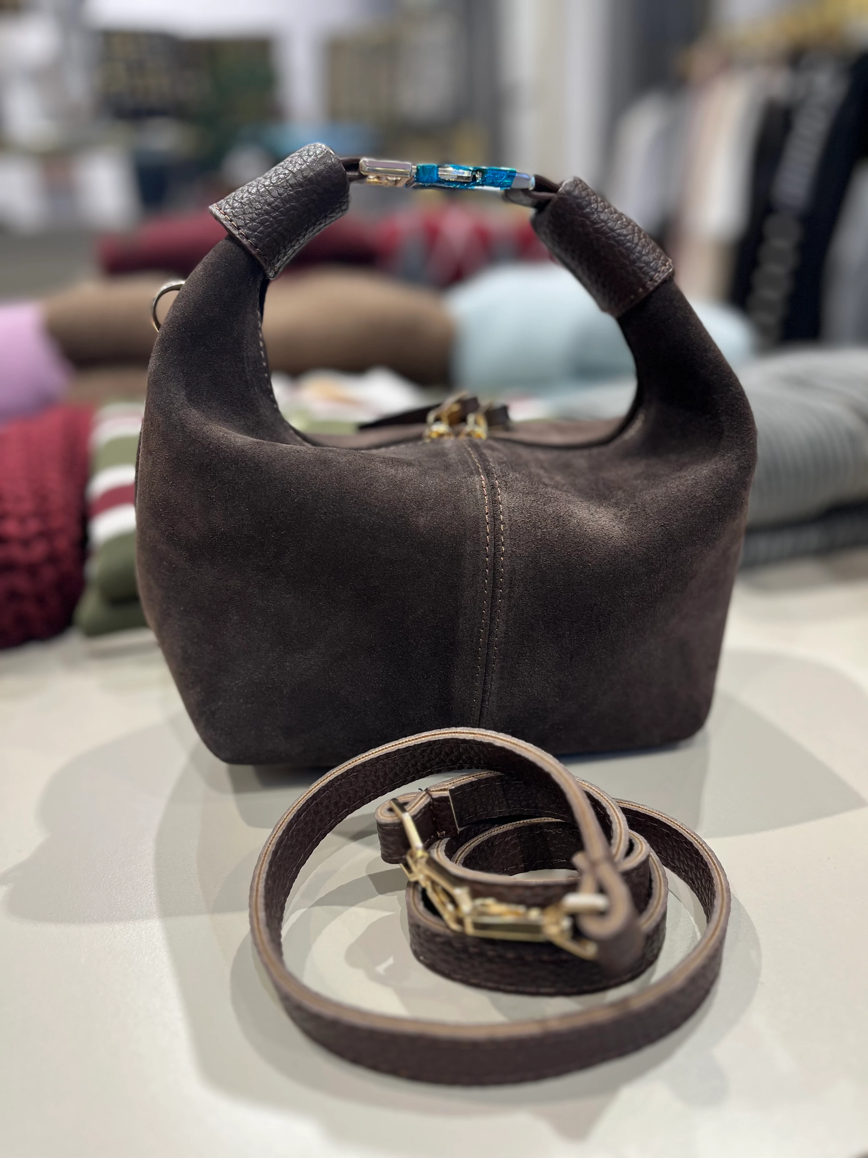 Acı Kahve Hakiki Süet Deri Çanta 