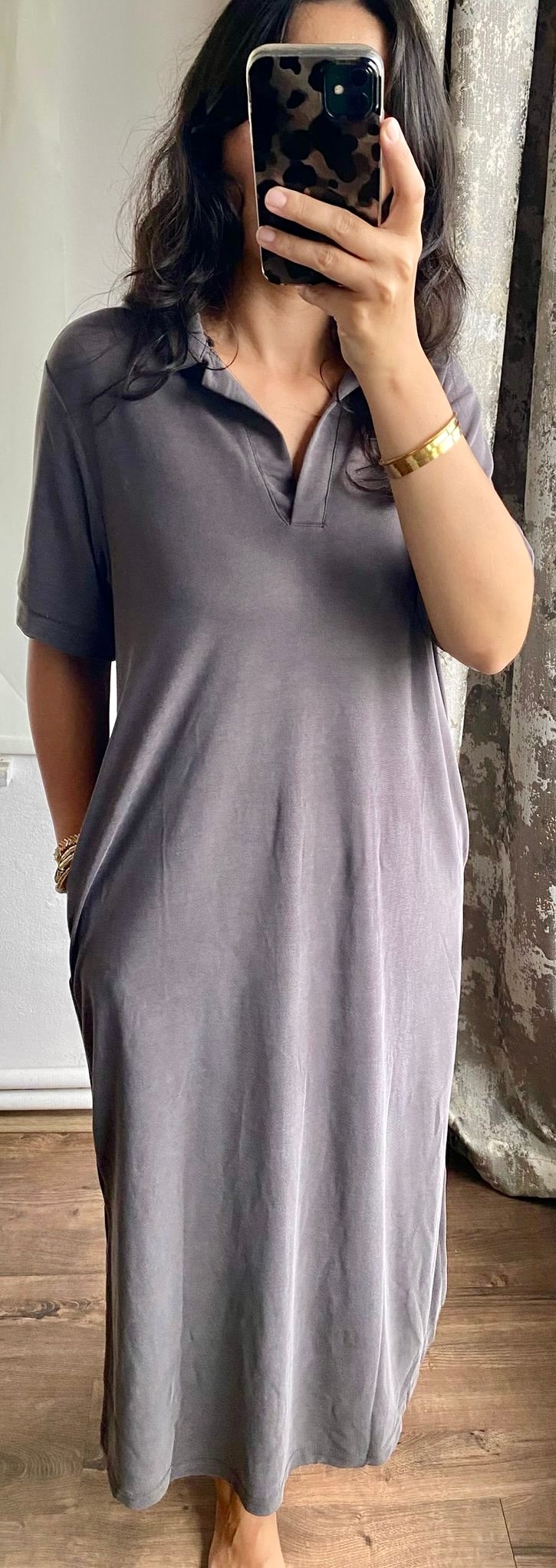 Kahve Polo Yaka Elbise 