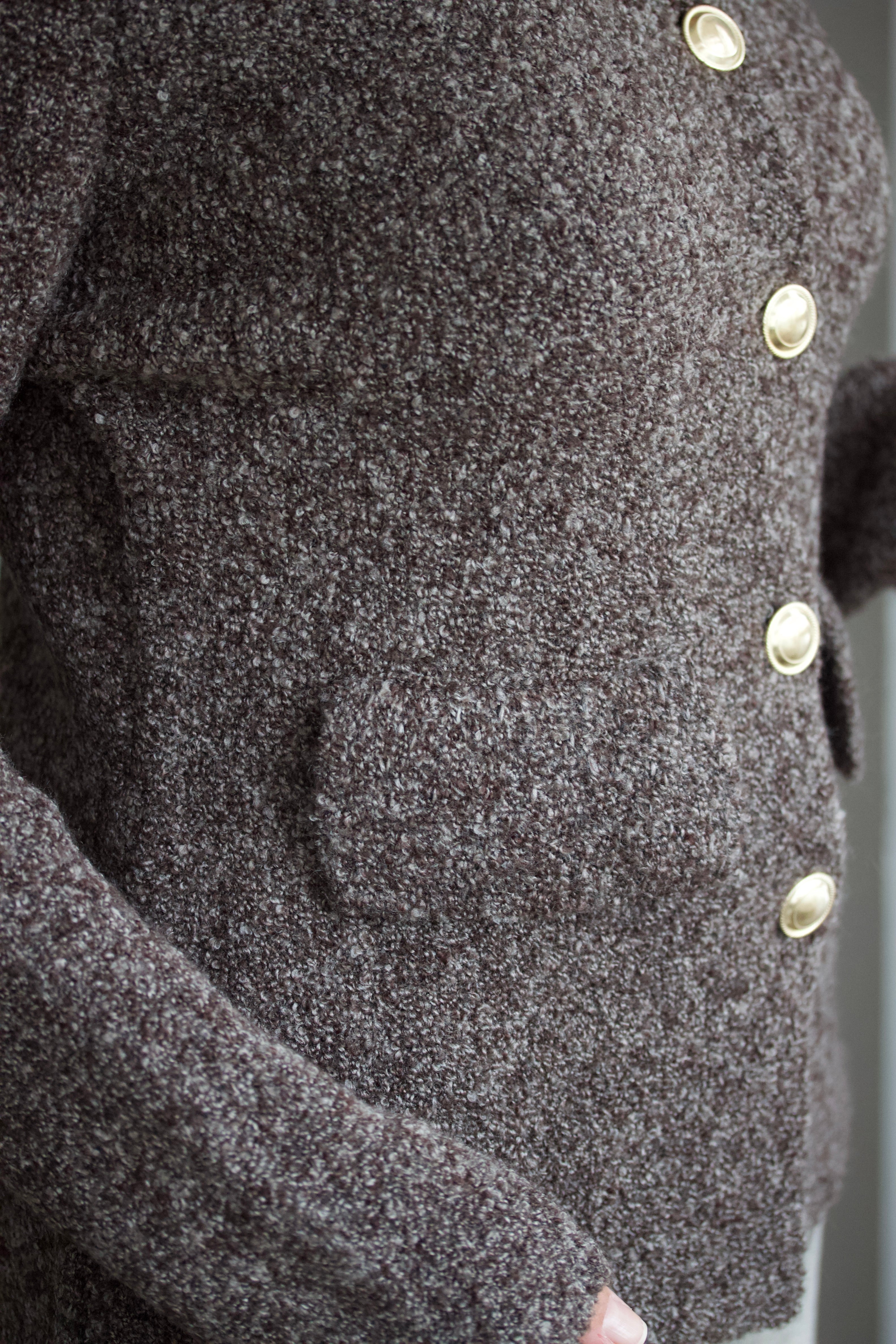 Kahve Polo Yaka Düğmeli Cep Detaylı Triko Hırka