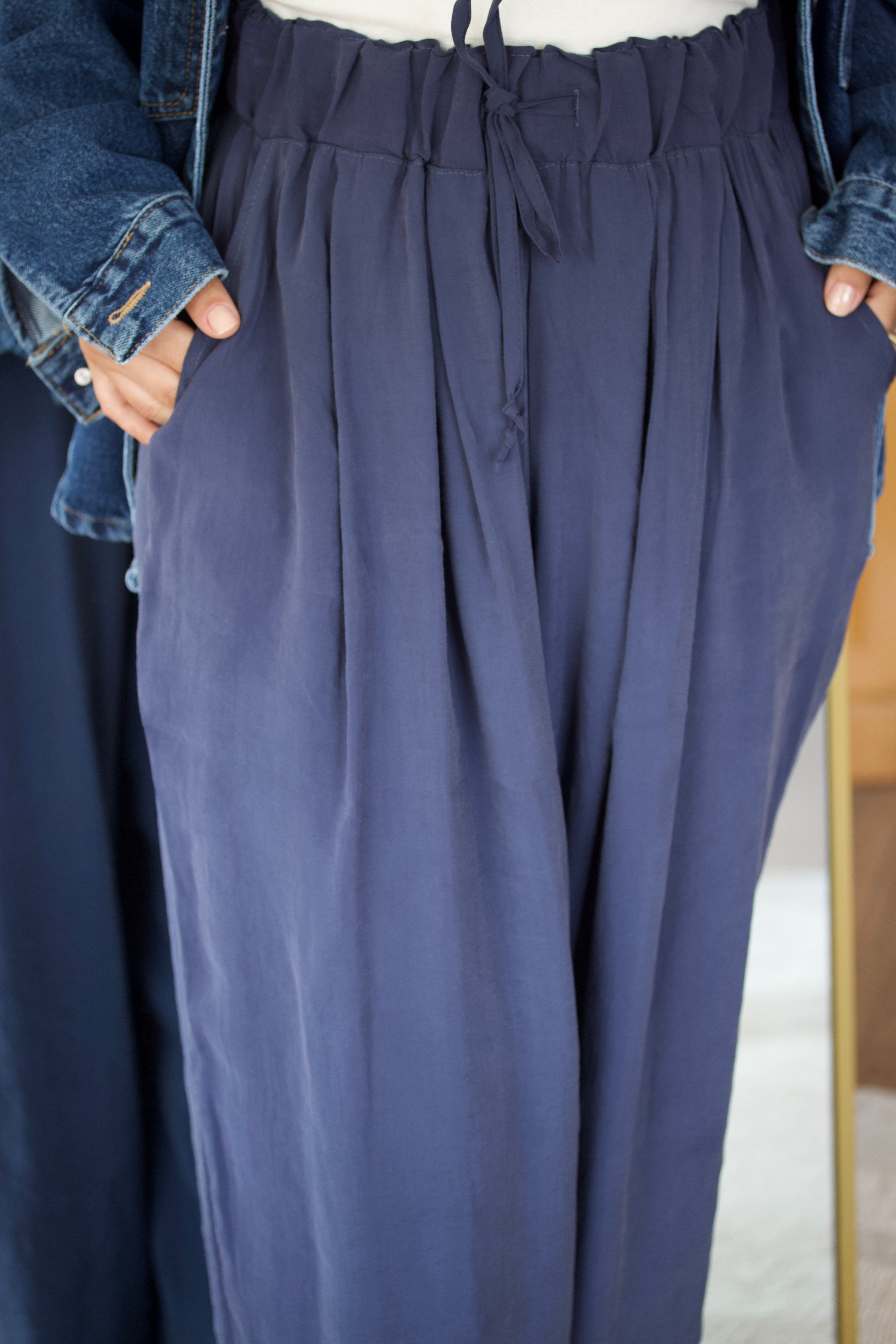Lacivert Bol Paça Pantolon 
