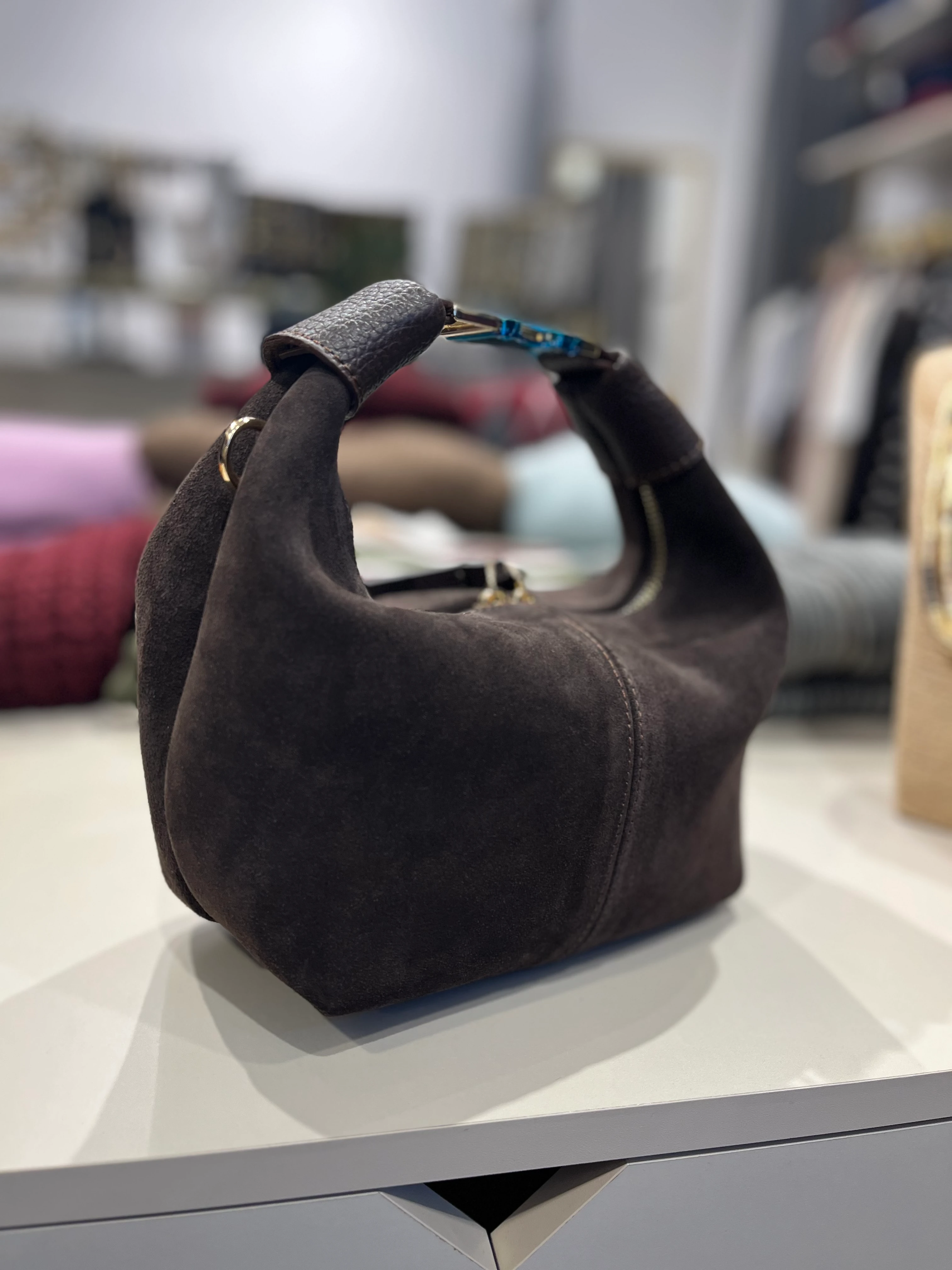 Acı Kahve Hakiki Süet Deri Çanta 