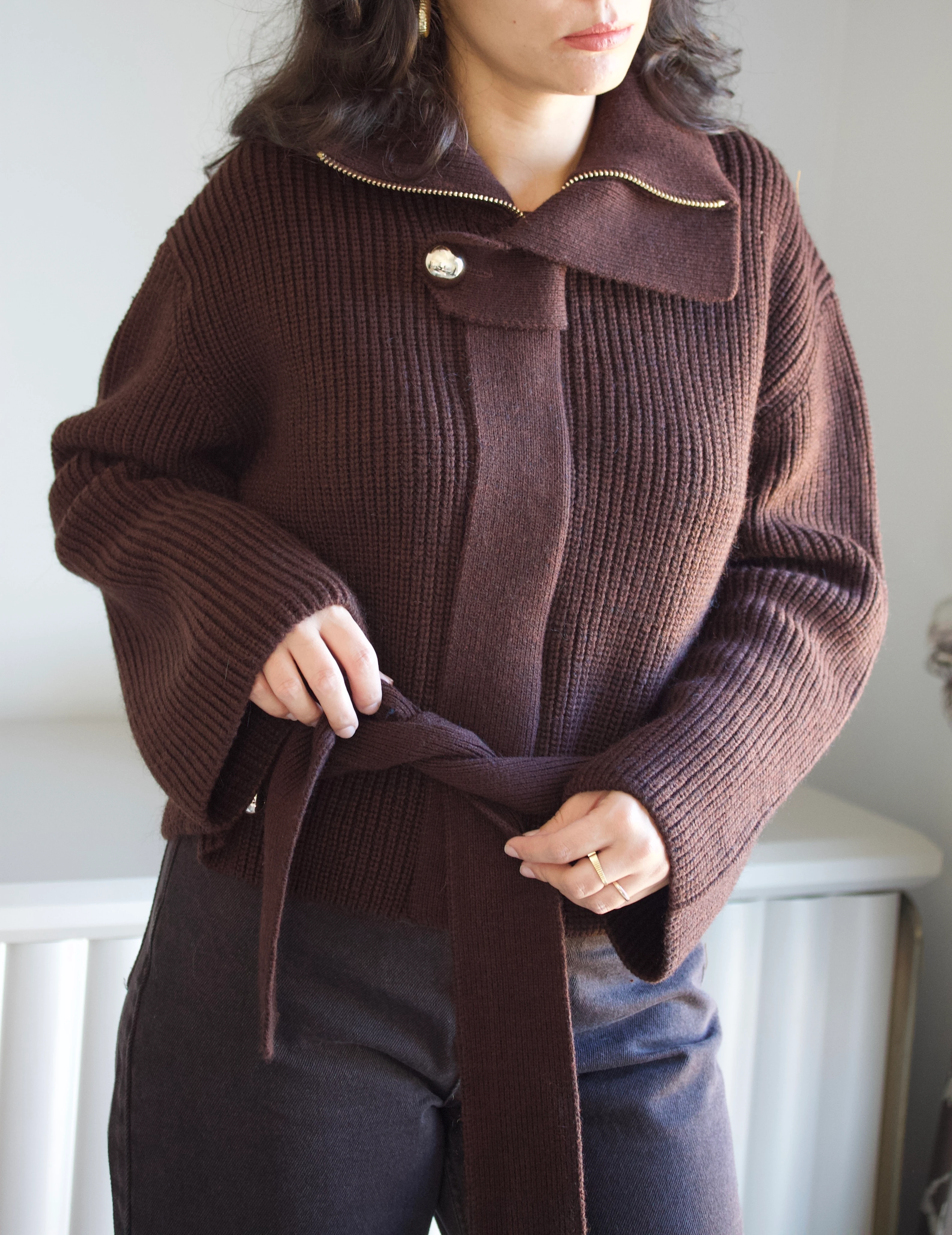 Acı Kahve Triko Hırka 