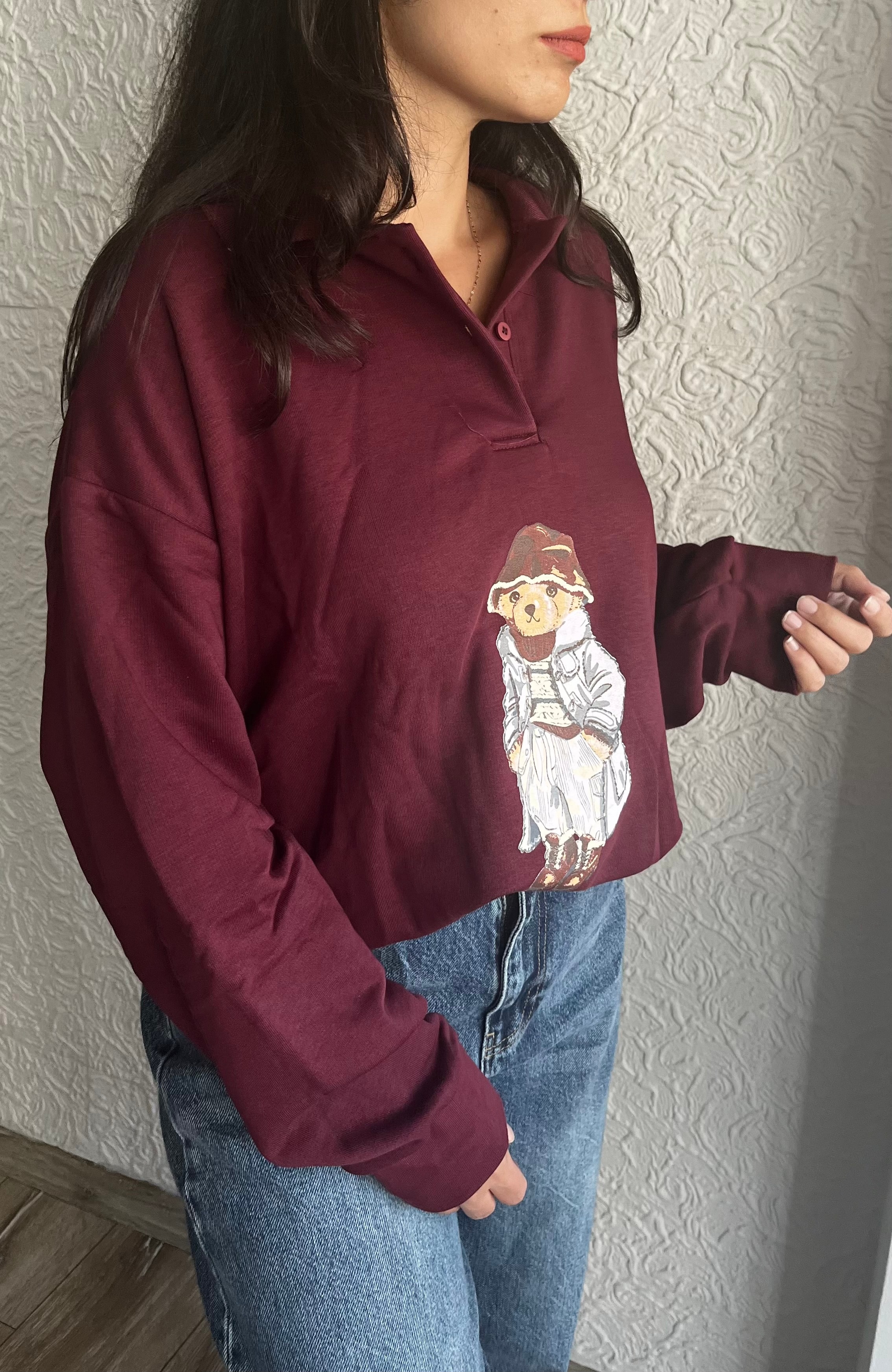 Polo Yaka Teddy Sweatshirt