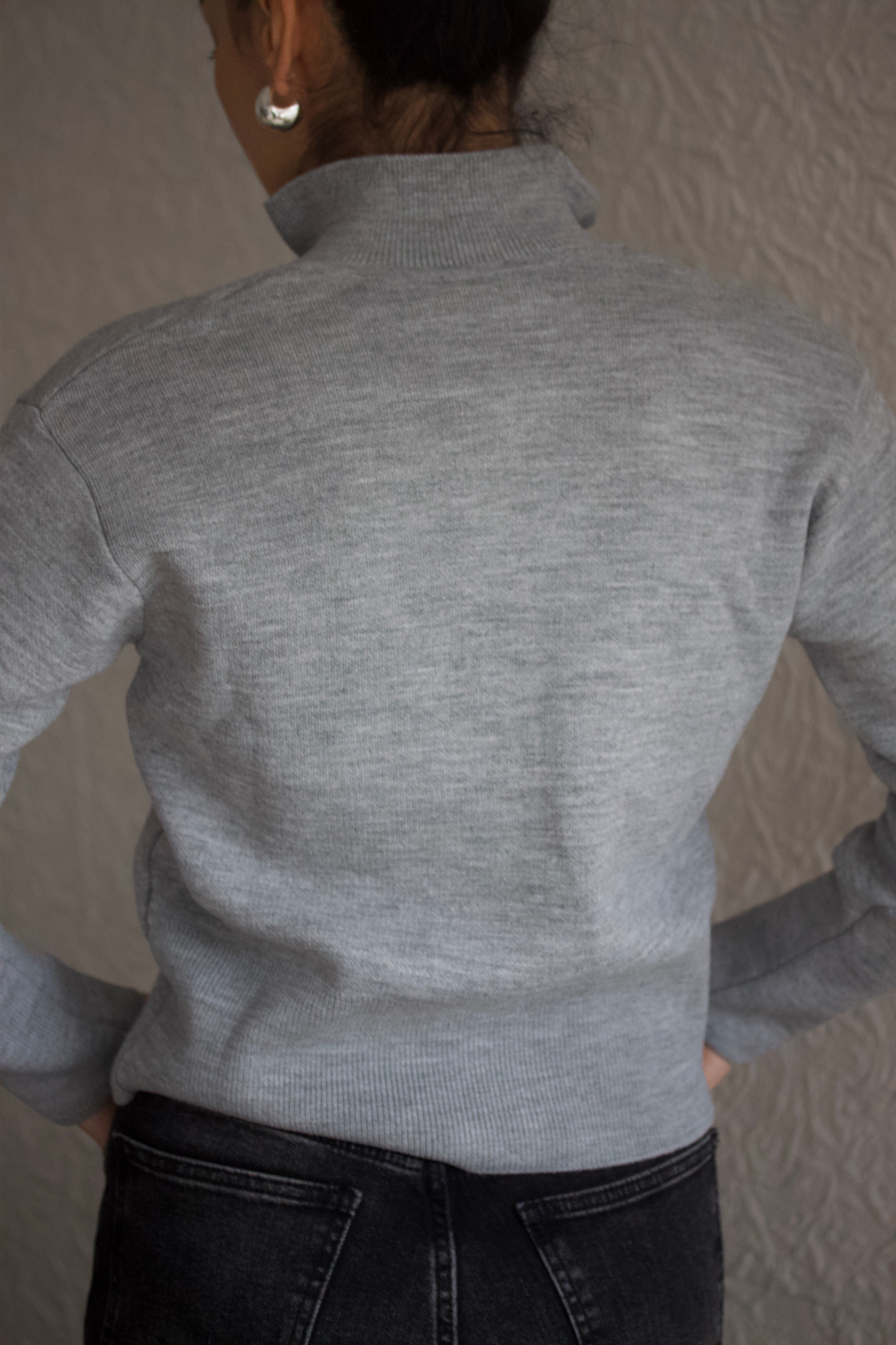 Gri Çift Fermuarlı Hırka 