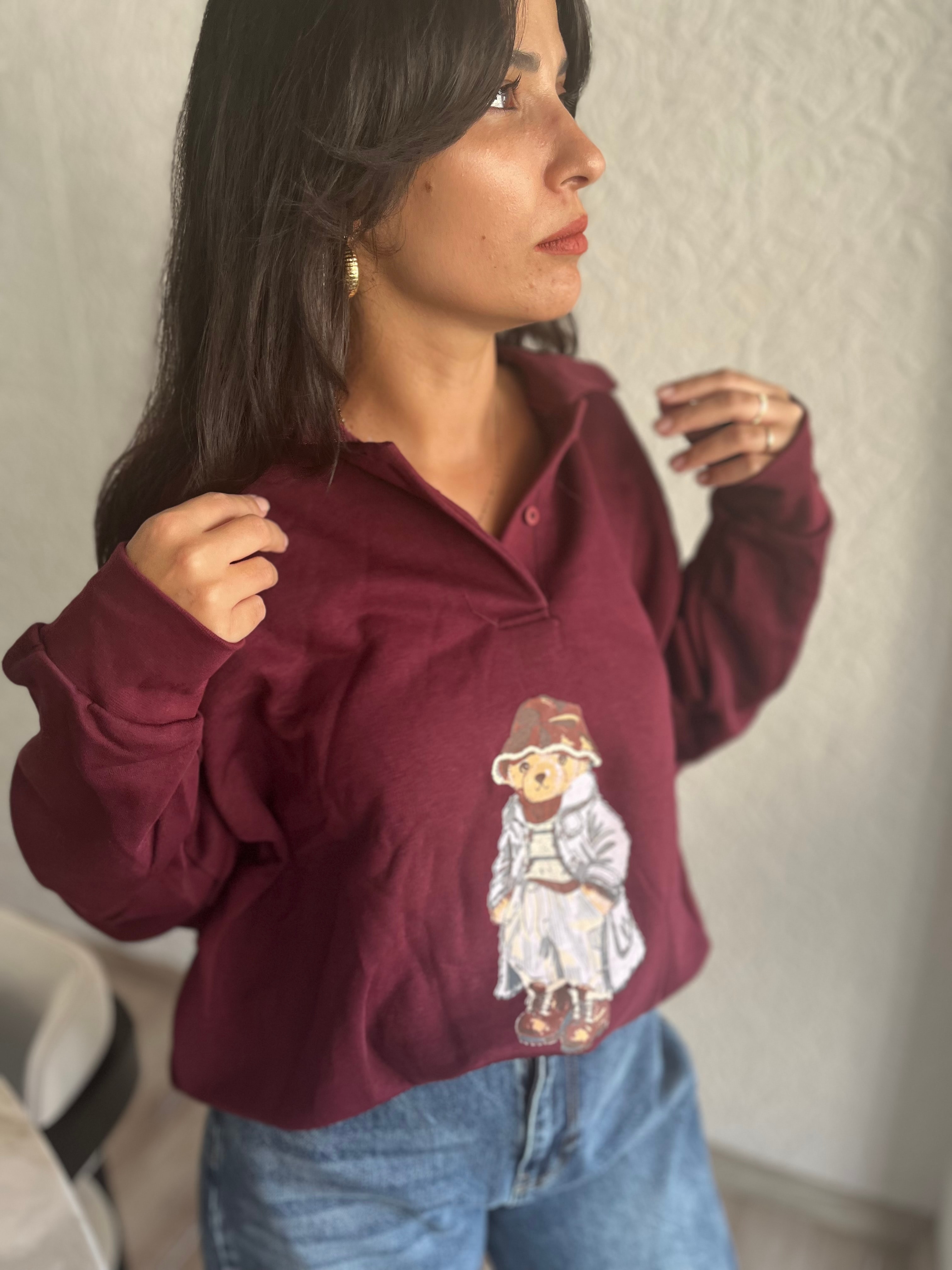 Polo Yaka Teddy Sweatshirt