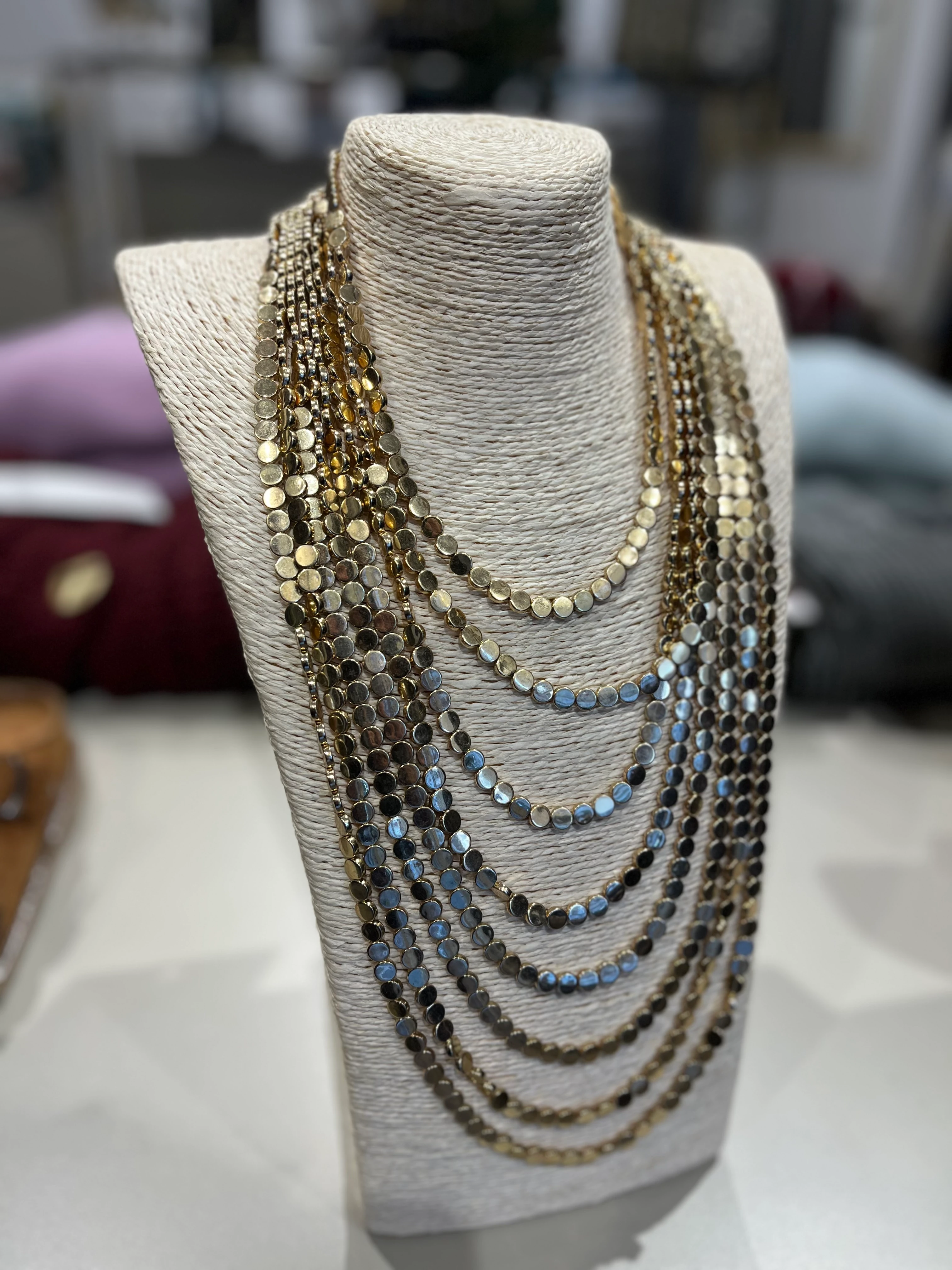 Gold Çoklu Arpa Kolye 