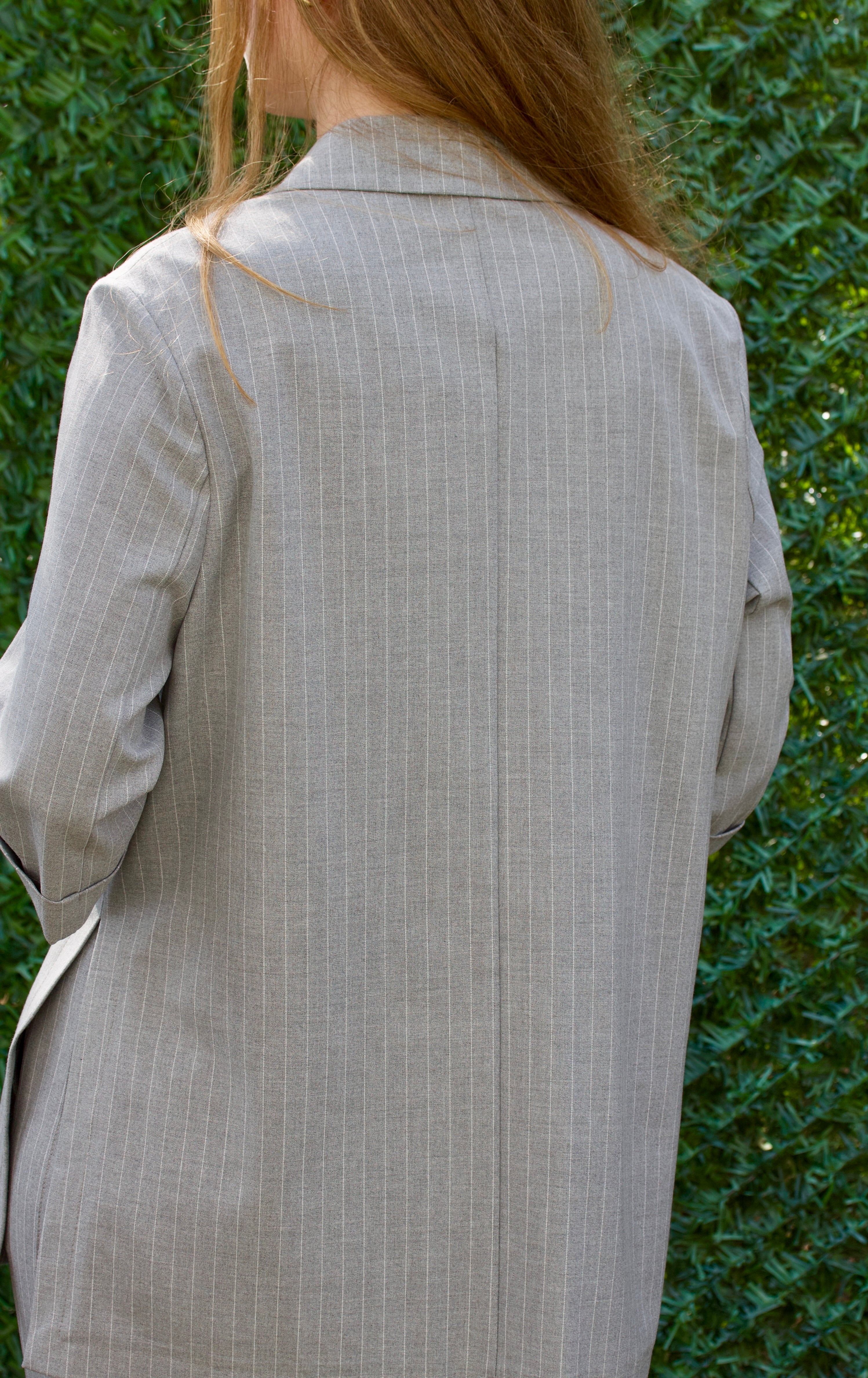 Gri Çizgili Blazer Takım 