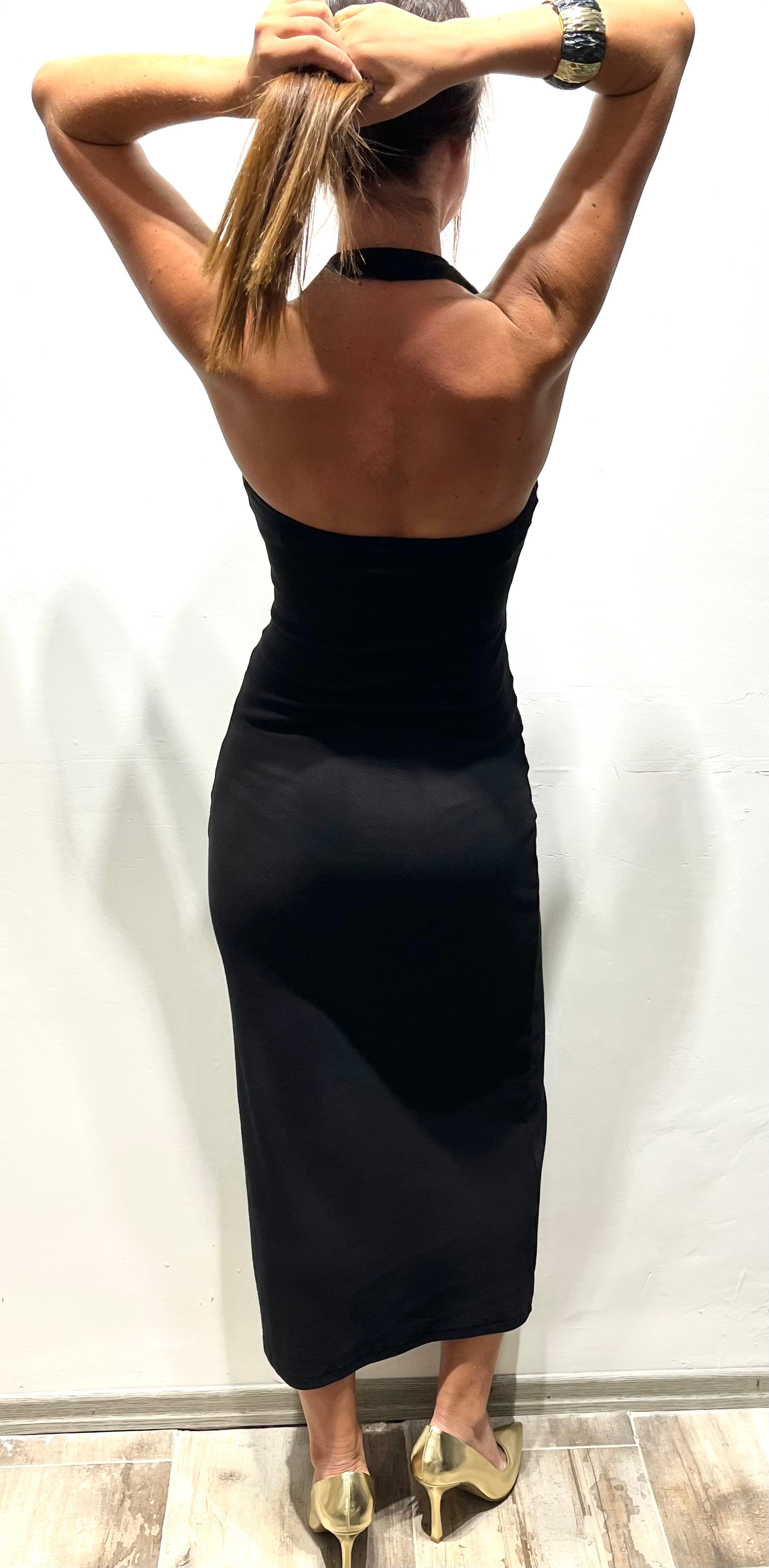 Siyah Halter Yaka Elbise 