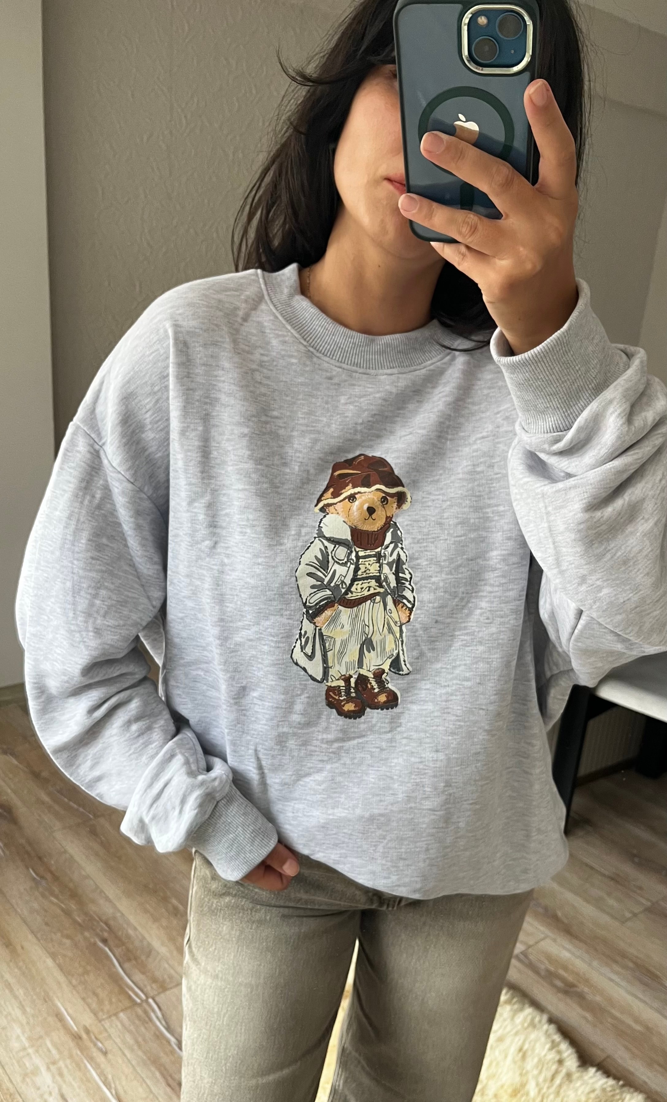 Baskılı Gri Sweatshirt 
