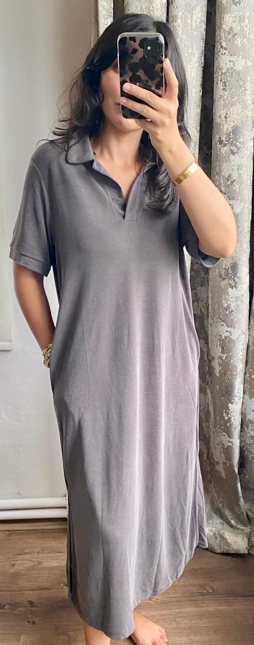 Kahve Polo Yaka Elbise 