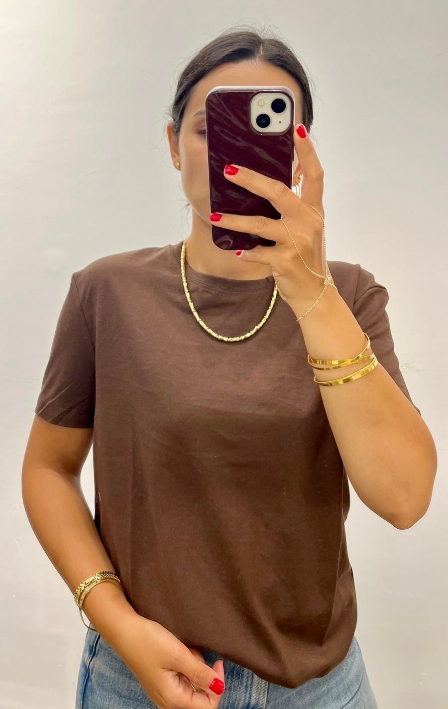Kahve Kısa Kollu T-shirt