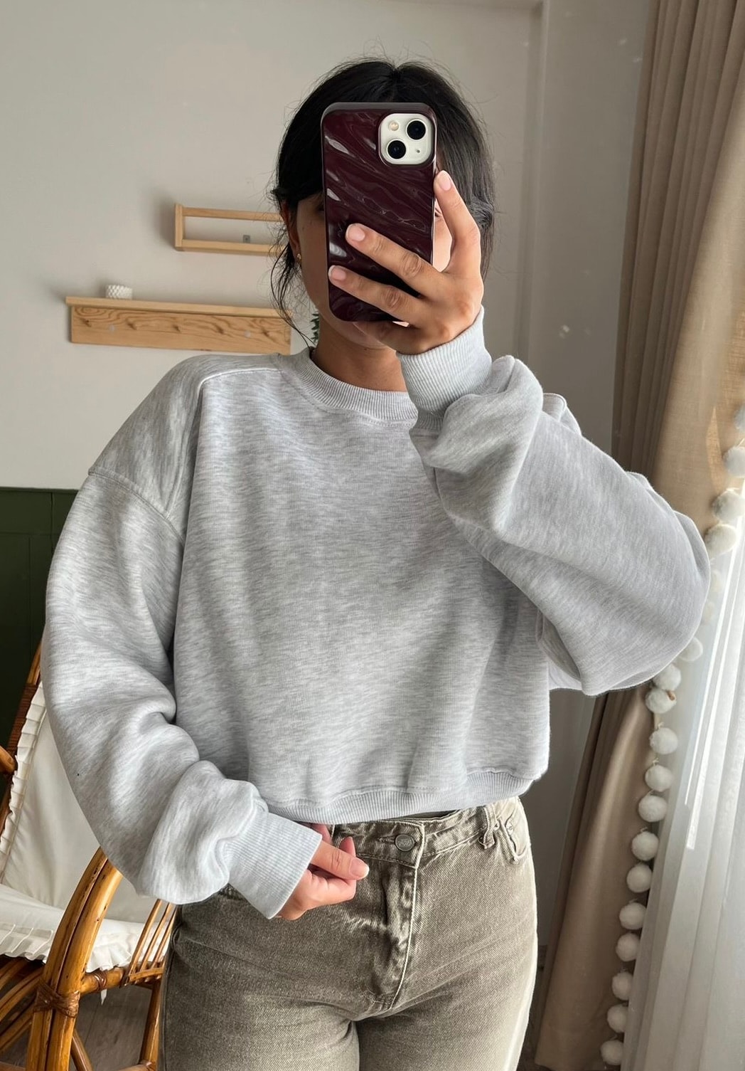 Gri Şardonlu Sweatshirt 