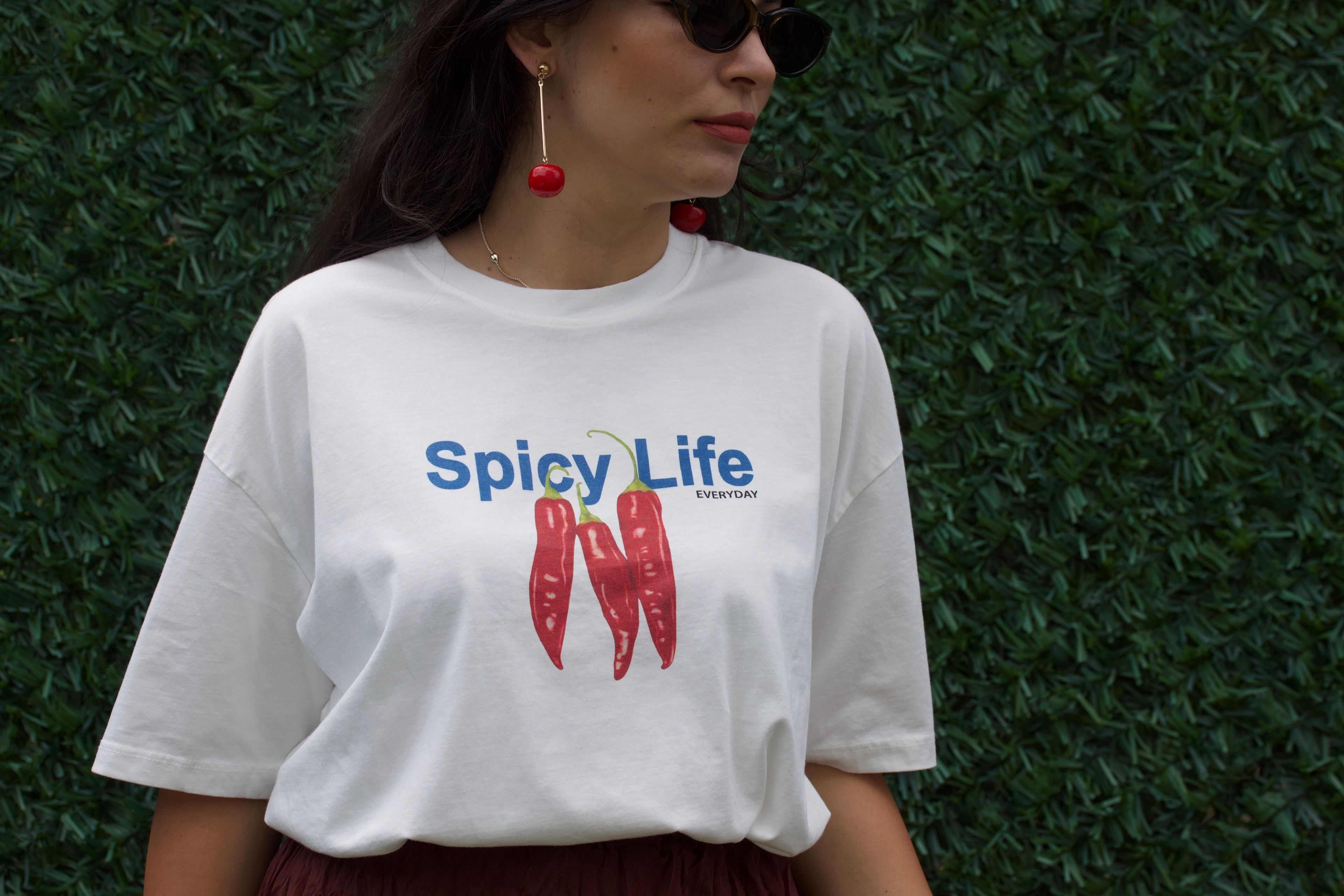 Kırmızı Biber Baskılı T-shirt