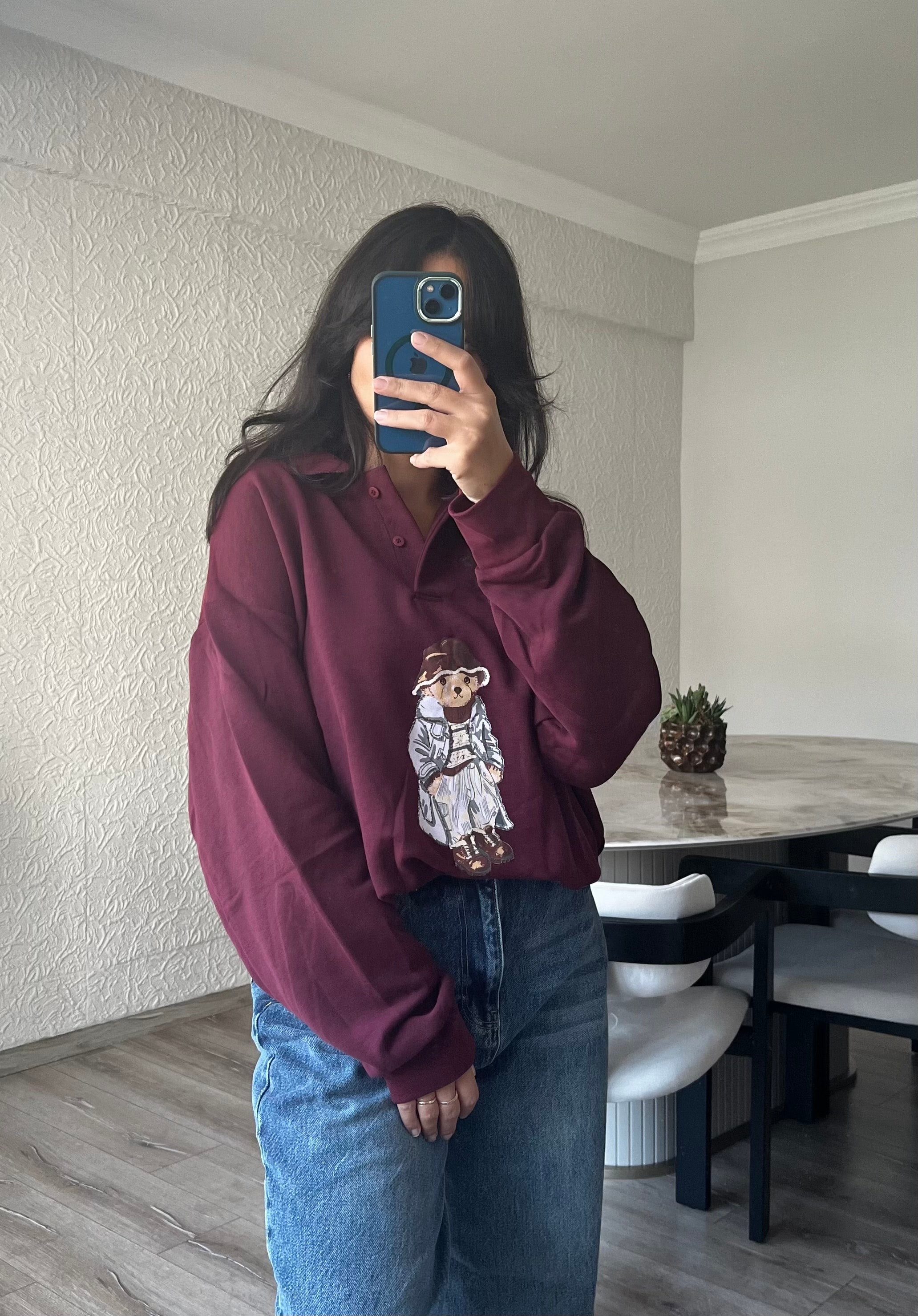 Polo Yaka Teddy Sweatshirt