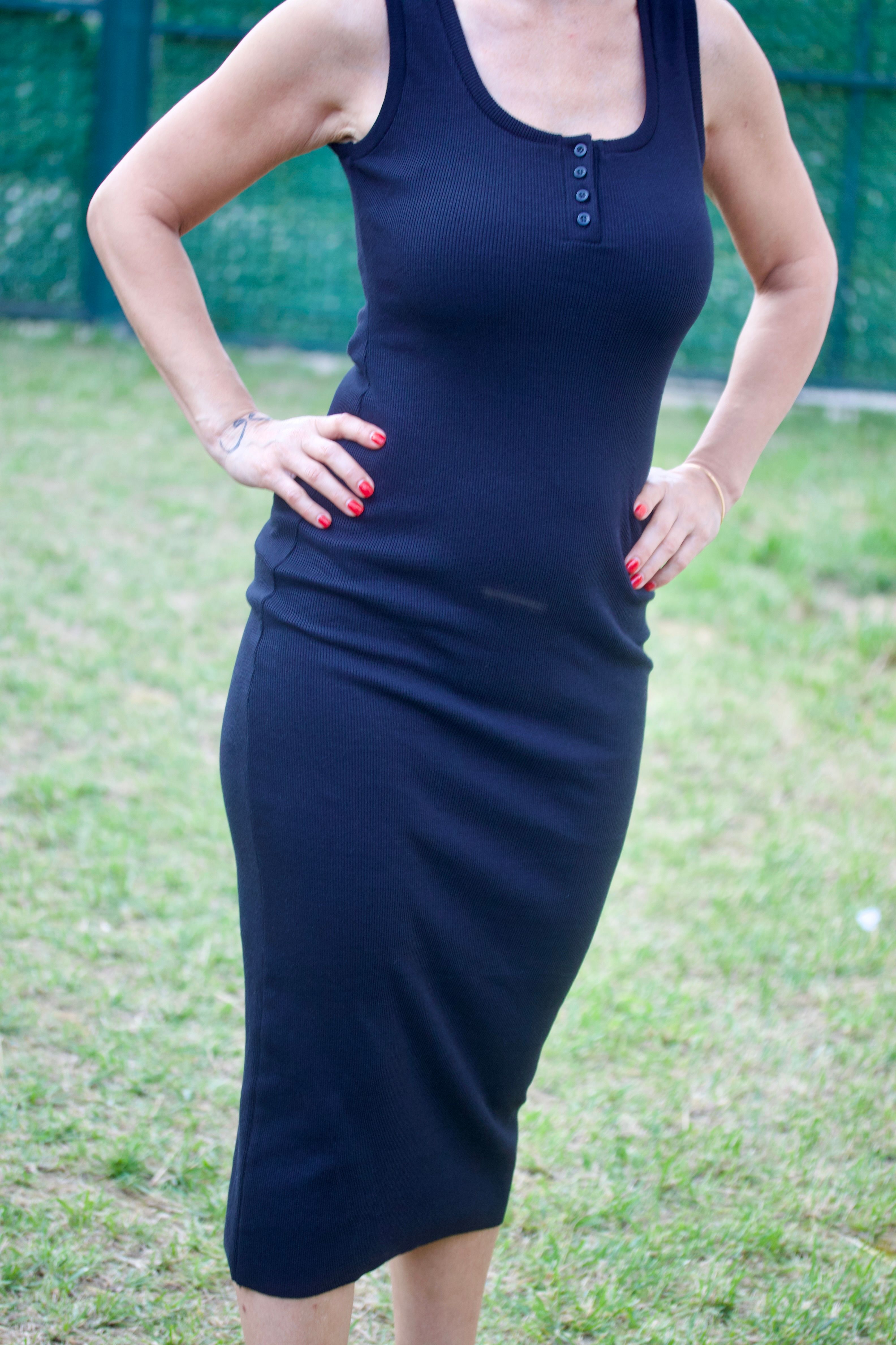 Streç Siyah Basic Elbise 