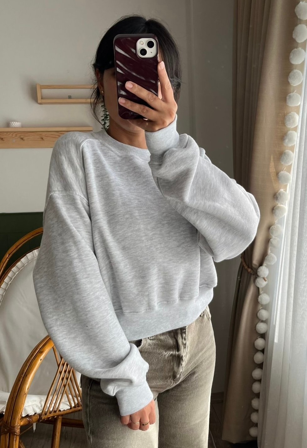 Gri Şardonlu Sweatshirt 