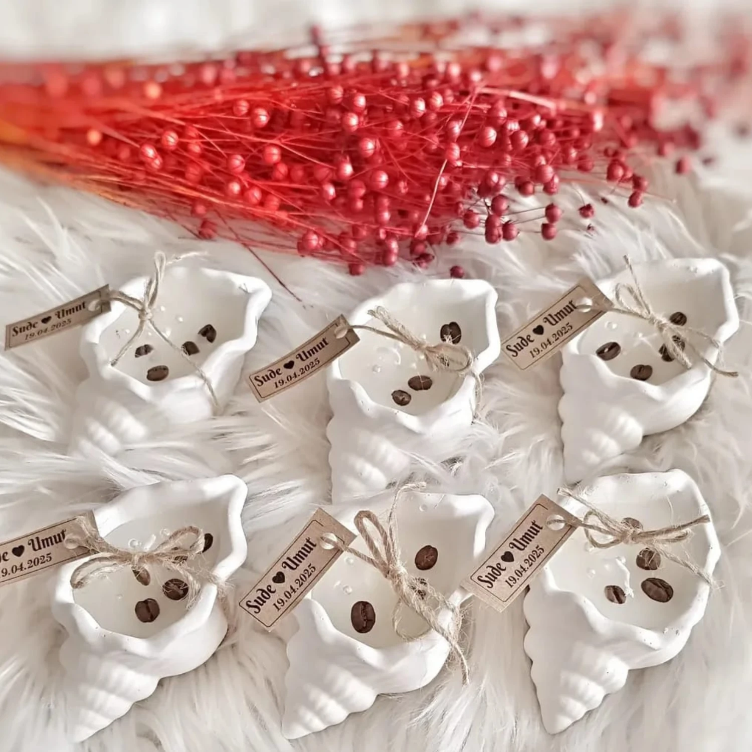 Kahveli Hediyelik Mum İstiridye Set (25'li)