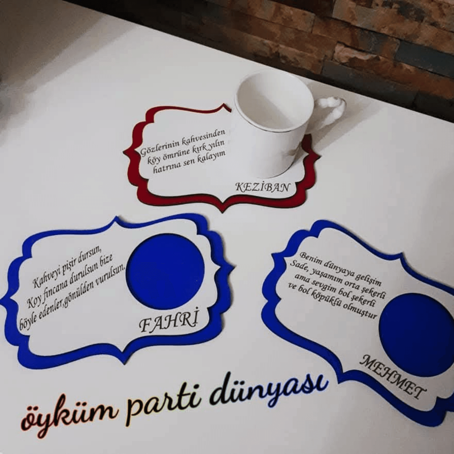 2'li Özelleştirilebilir Kahve Altlığı Sunumluk Dekoratif