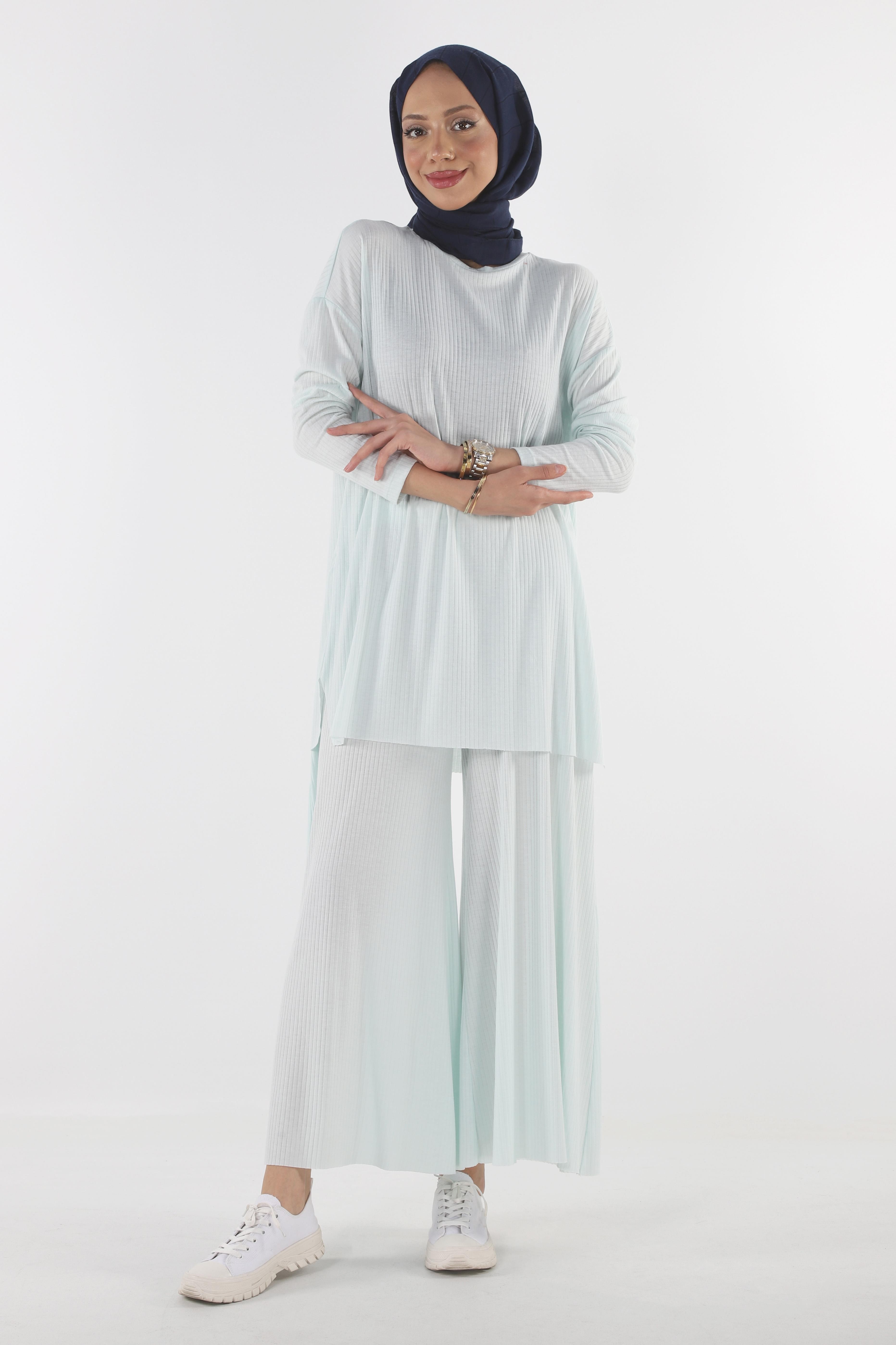 2150_Tesettür Kaşkorse Tunik- Pantolon