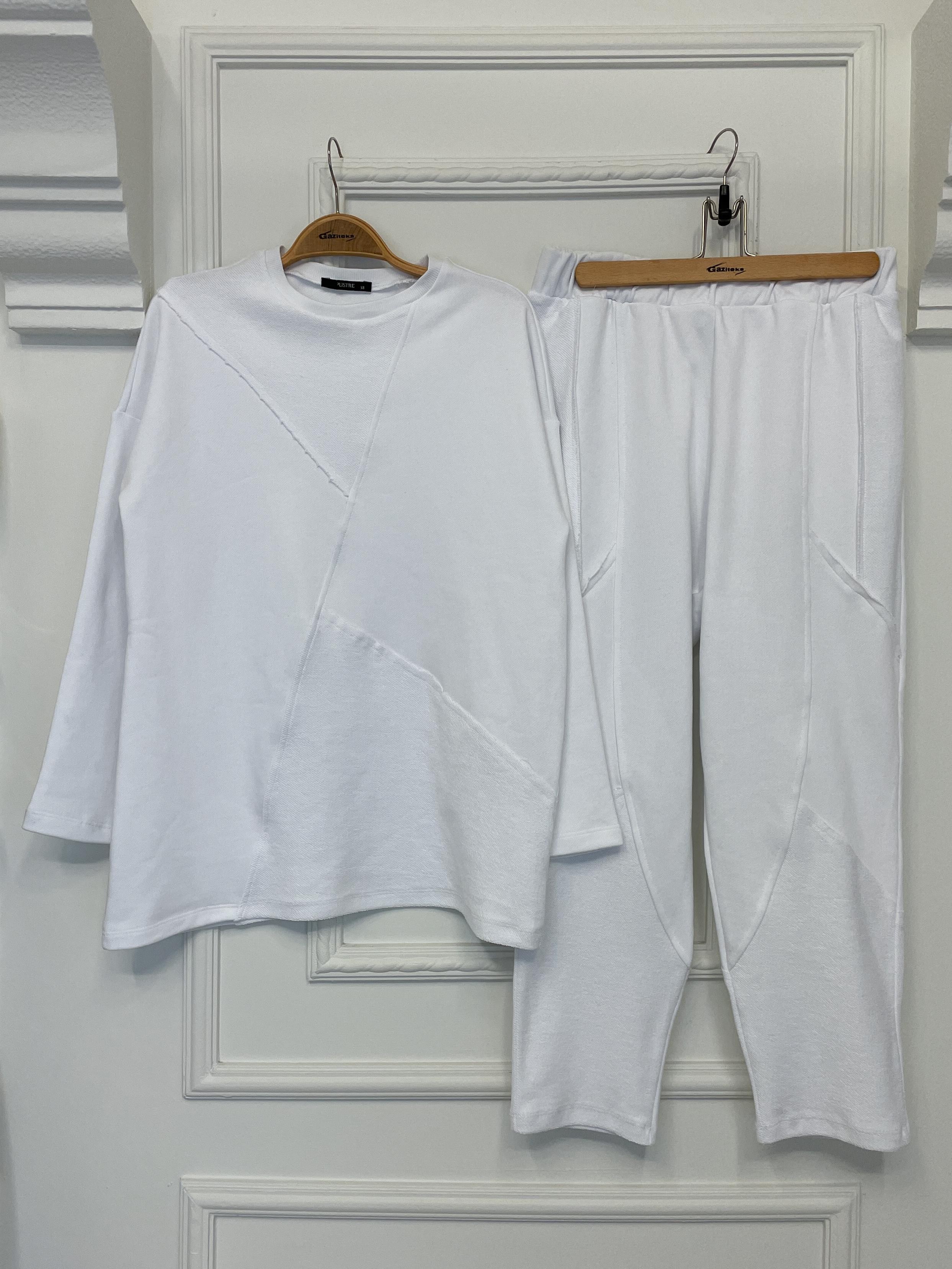 2228_Dikiş Detaylı Oversize Eşofman Tesettür Takım