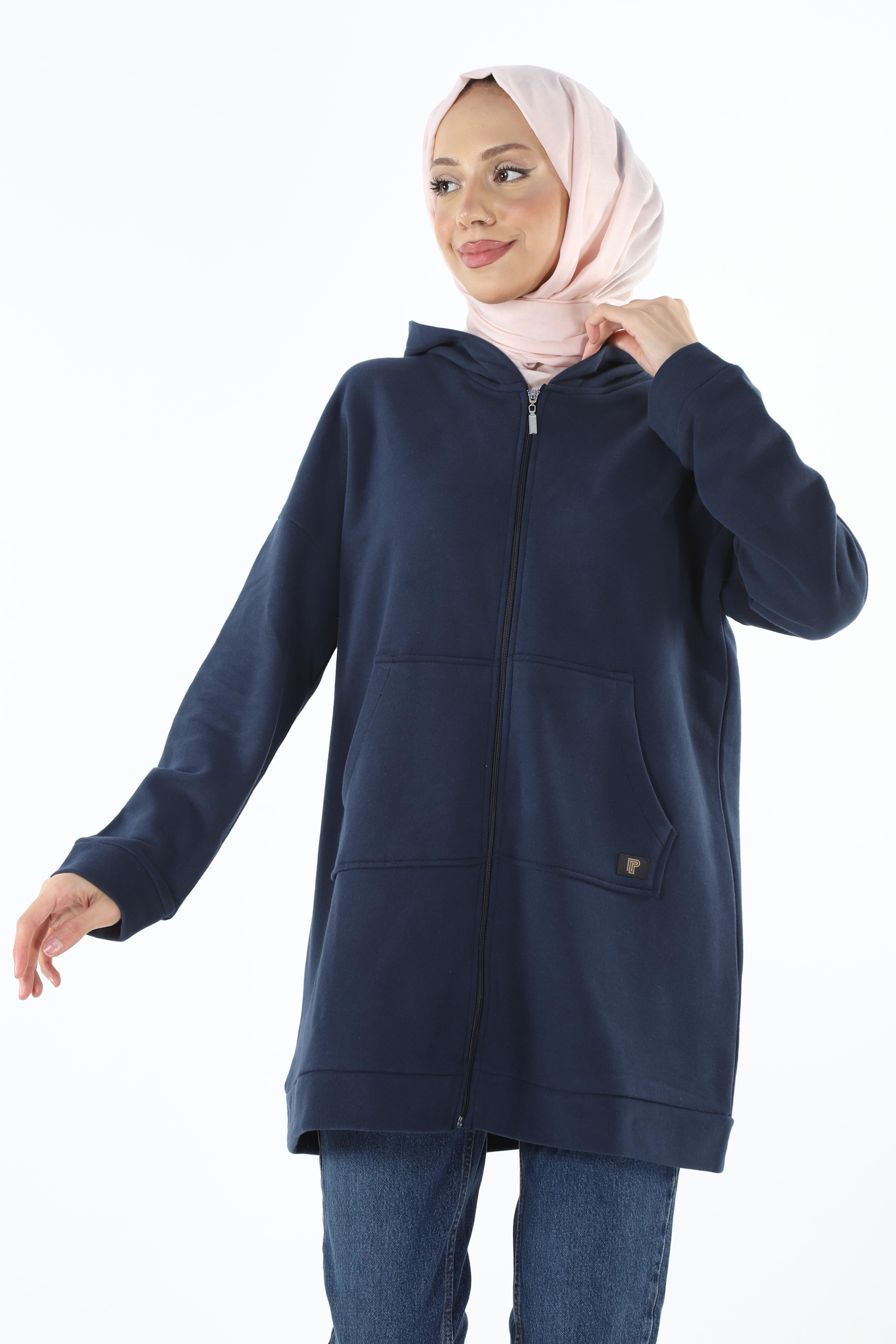 1929_Fermuarlı Tesettür Sweatshirt